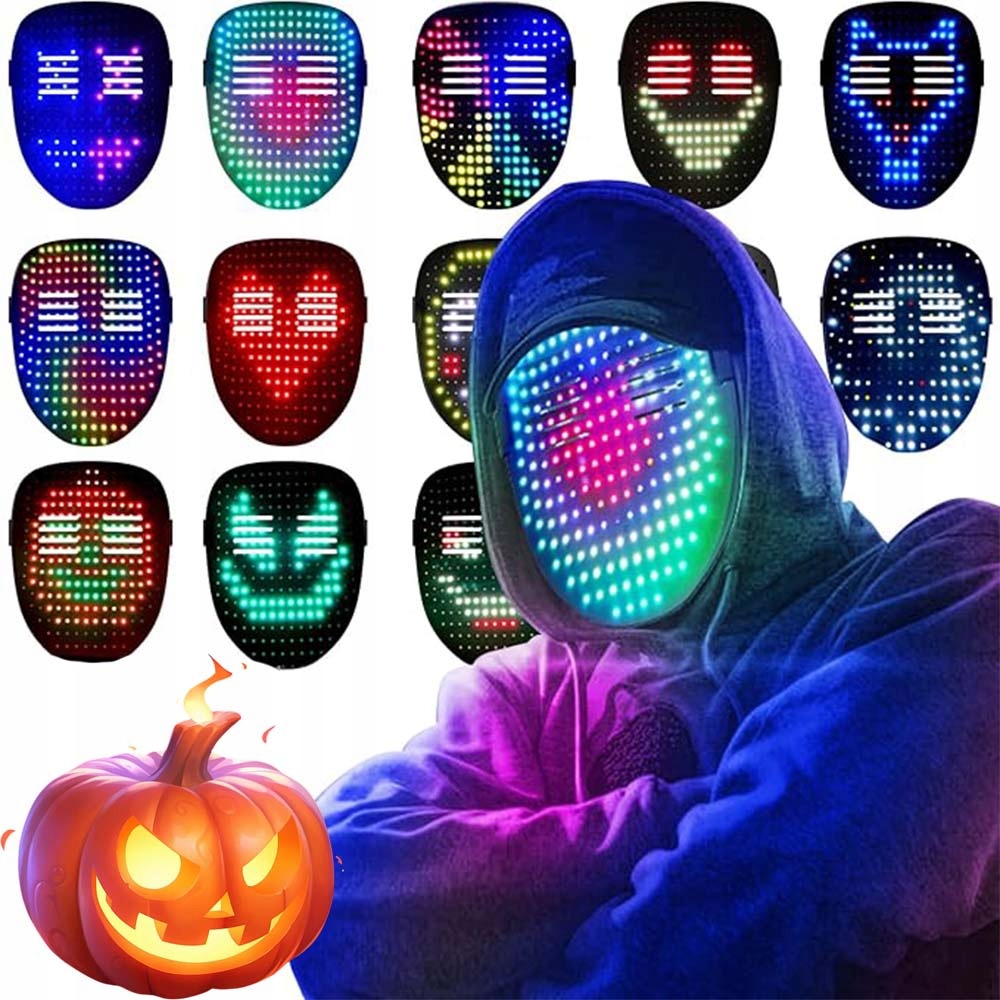 elektronická digitální Led maska pro ovládání 50 režimů cosplay Halloween