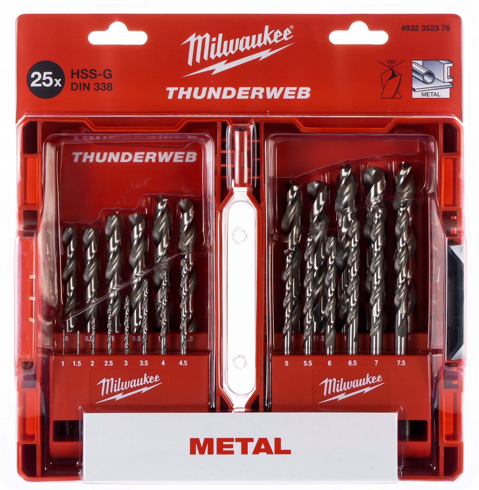 Sada vrtáků do kovu Milwaukee 1-13 mm 25 dílů Hss-g Thunderweb