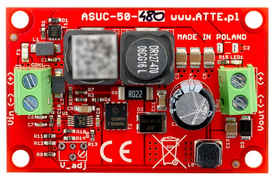 Przetwornica podnosząca napięcie do 48V ASUC-50-480-OF Atte