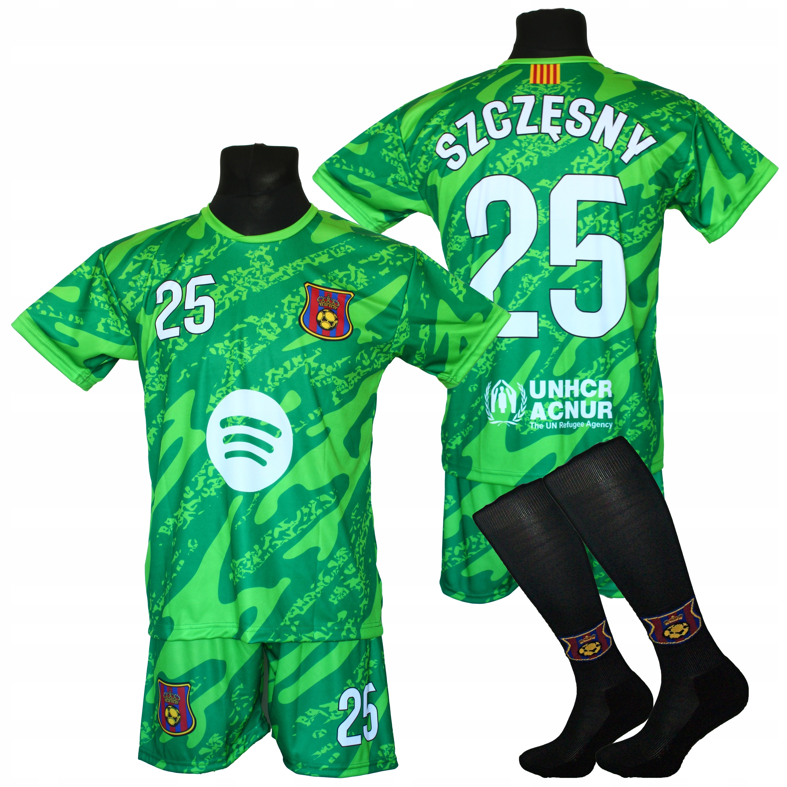 Szczęsny komplet strój piłkarski Barcelona zielony Bg 152