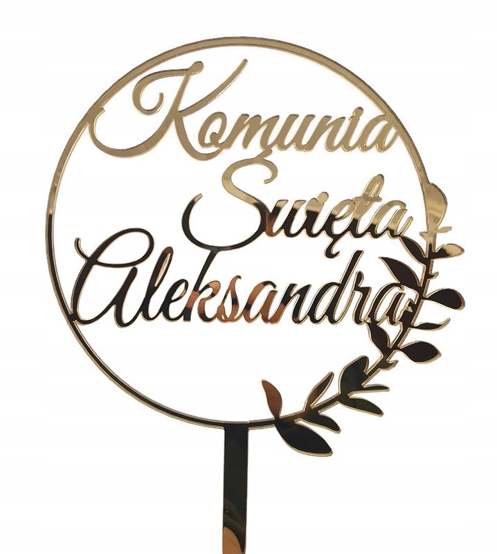 

Topper Pierwsza Komunia Święta złote lustro imię