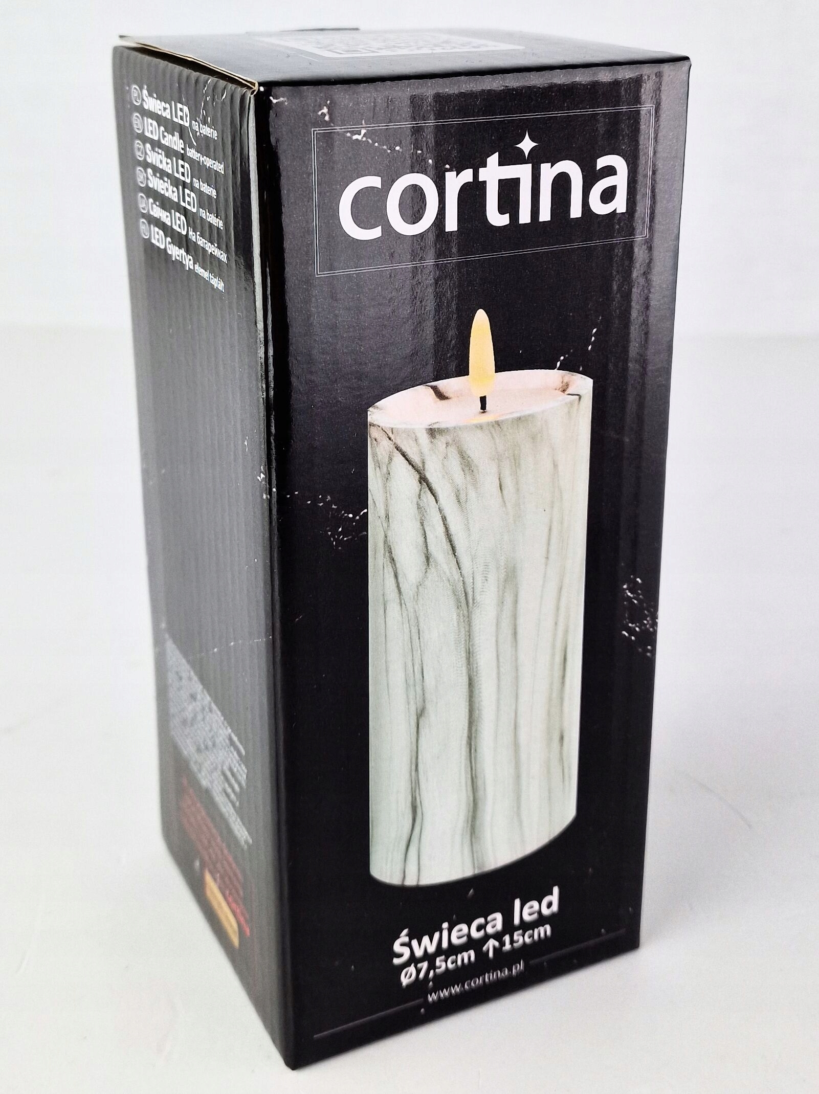 ŚWIECA LED 15cm na baterie biały marmur Typ led