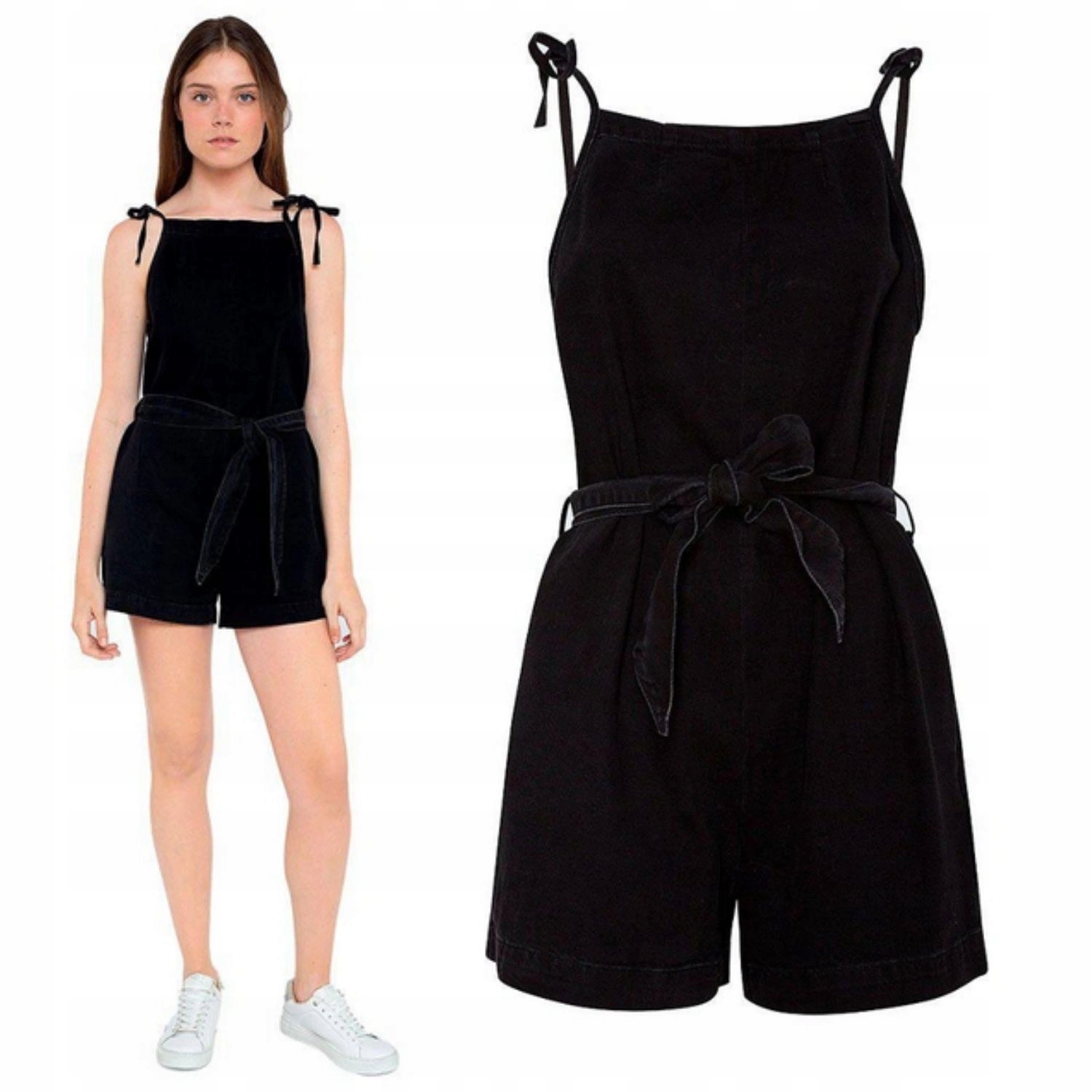 Dámská kombinéza Pepe Jeans, černá, denimová, s ramínky, vel. M