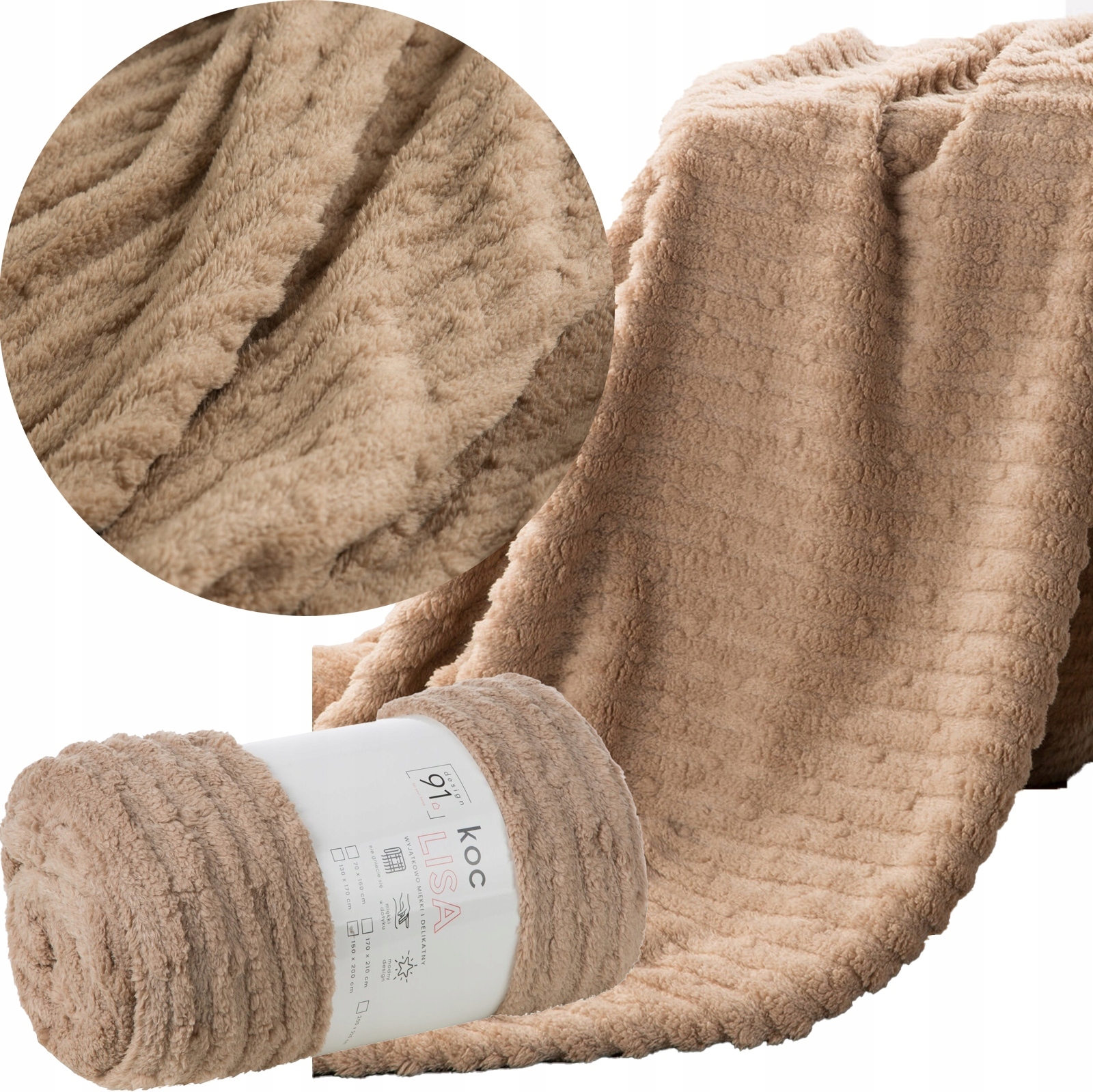 PREZENT KOC mikrofibra narzuta 170x210 cm Pled beż