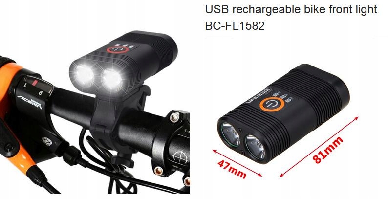 Lampa-latarka Rowerowa Przód BC-FL1582 600L Usb