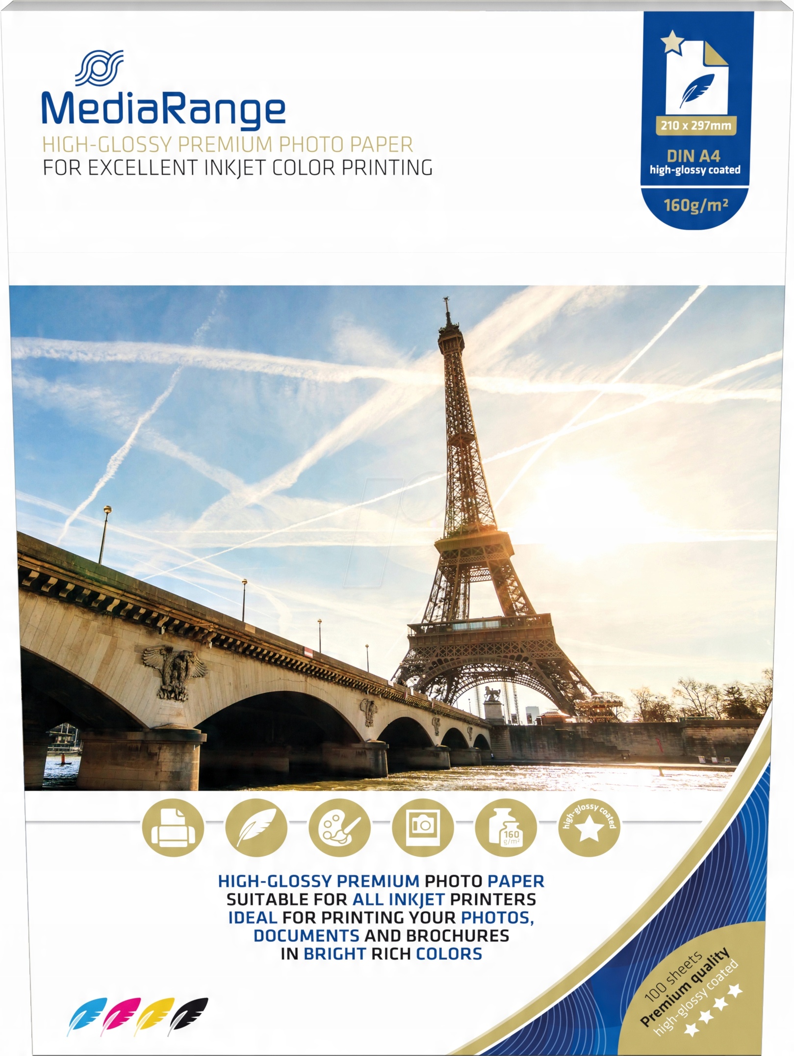 

Papier Mediarange Photo Glossy A4 100ark 160g