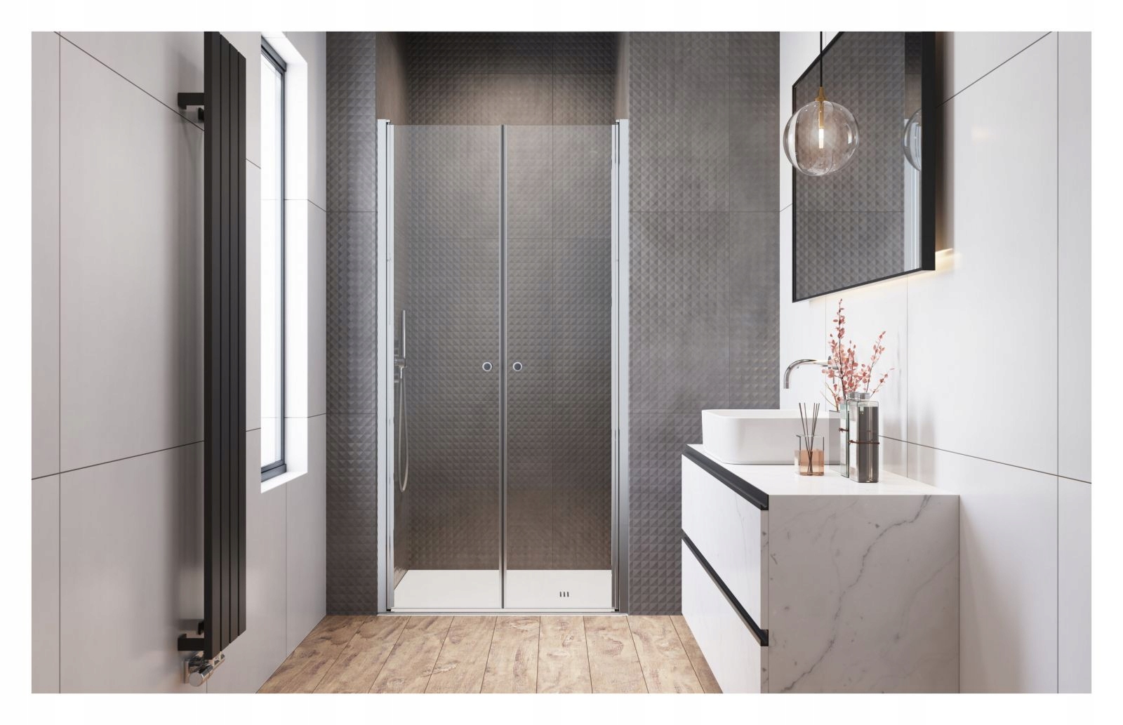 Drzwi prysznicowe szklane prysznic 80 satynowe Szerokość produktu 80 cm