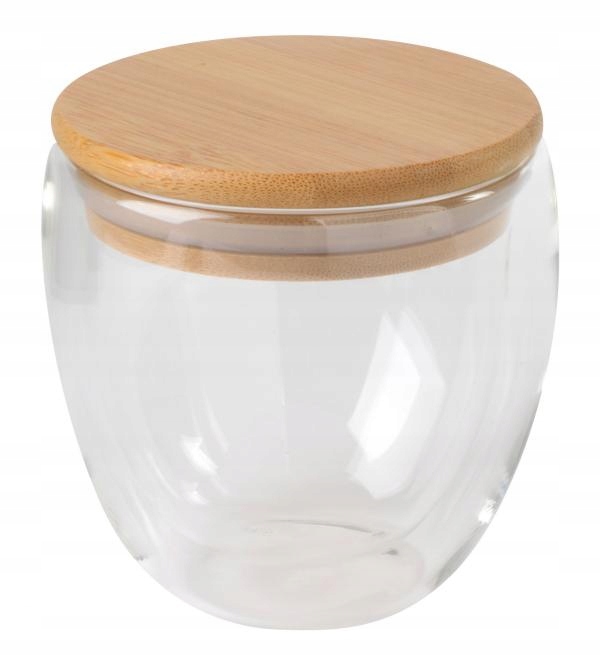 

Kubek szklanka podwójne ścianki z pokrywką 250ml