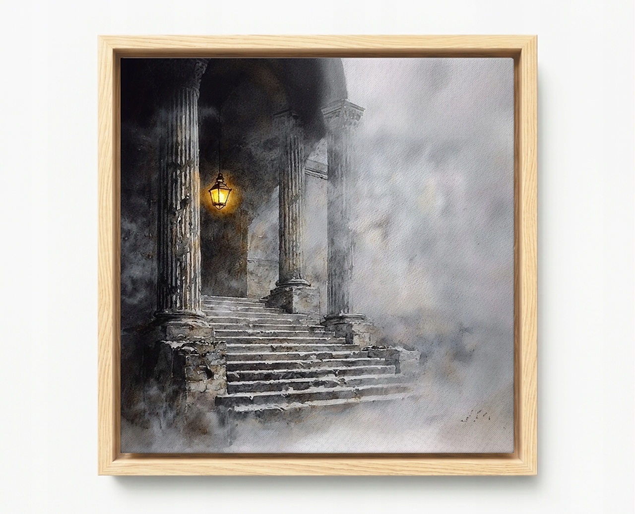 Obraz Rám Americký Box Dům Schody Dveře Mlha Tajemství Horor 60x60