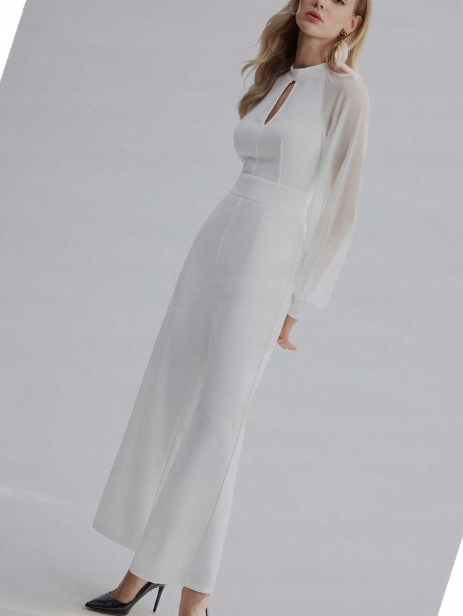 Kombinéza s šifonovými rukávy Bílá Výchozí Návštěvnická M 38