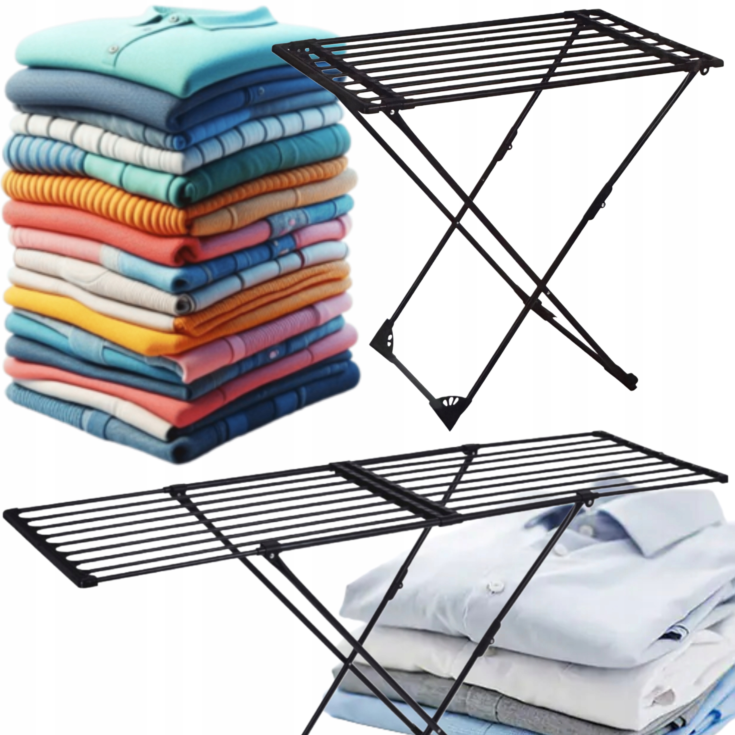 Sušák Na Prádlo Křížová Rozkládací Základna Jednoduchá Černá Zahradní