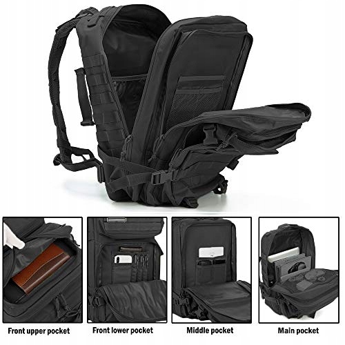 QT&QY Plecak Taktyczny Wojskowy 45L Męski Survival Outdoor MOLLE Camping — miniatura 5