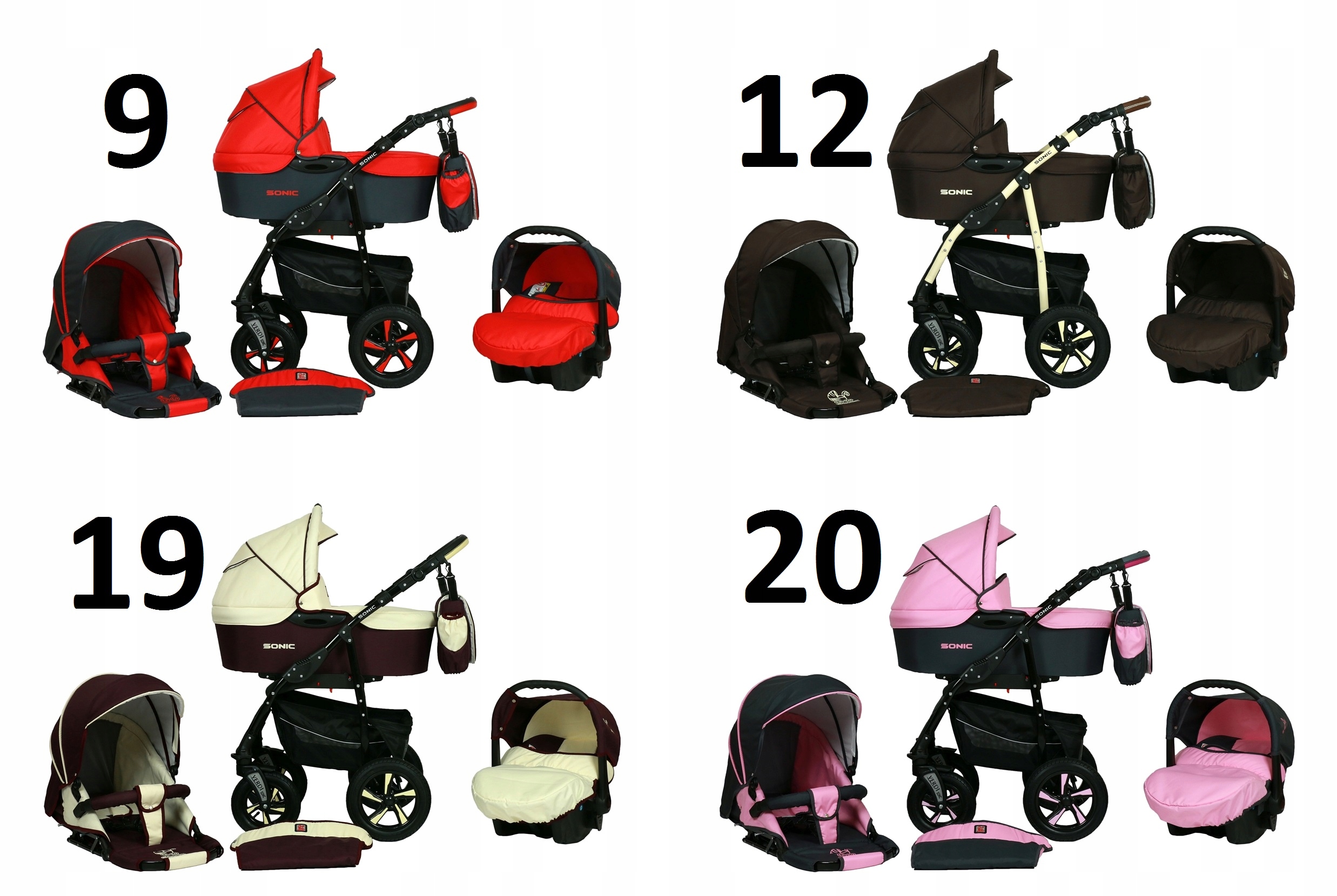 WÓZEK DZIECIĘCY VERDI SONIC 3W1+ TORBA + AKCESORIA Kod producenta Verdi