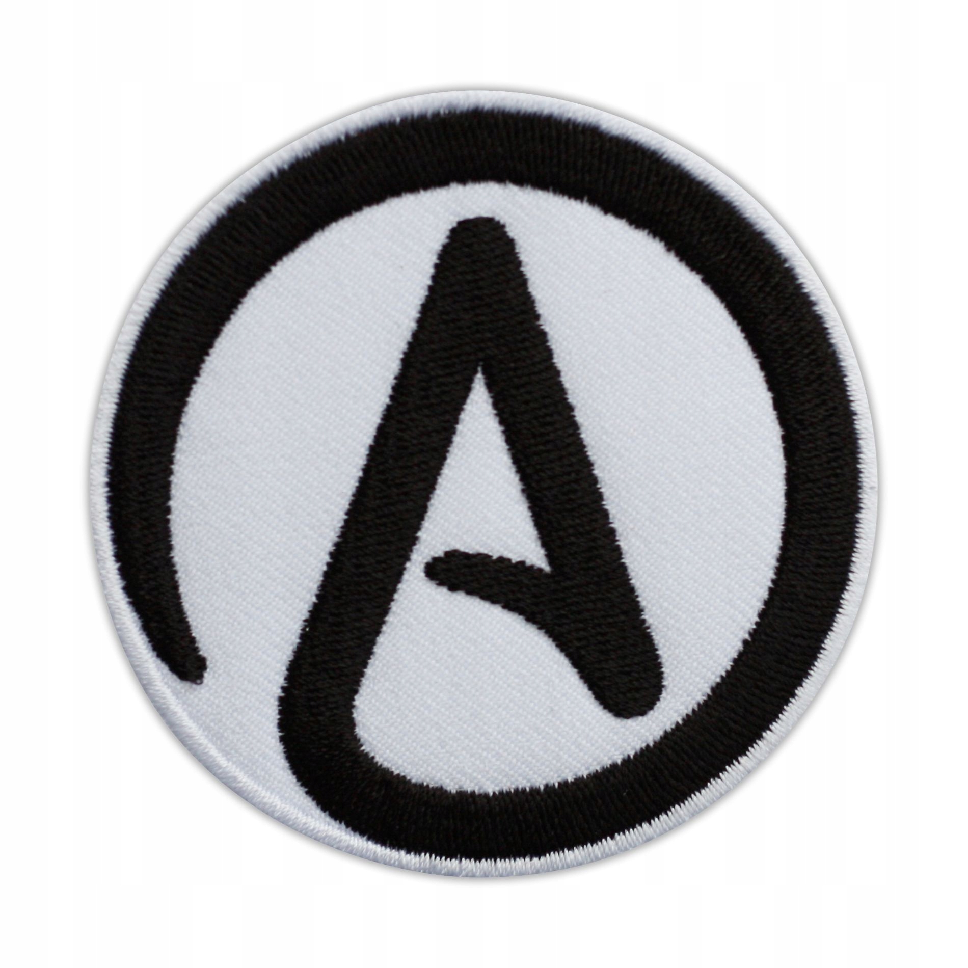 

Naszywka A jako symbol Ateizmu - biała, Haft
