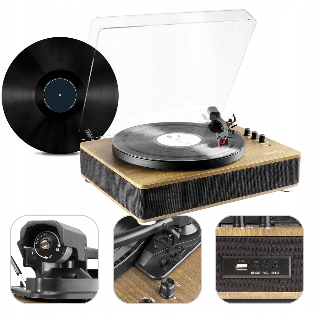 

Gramofon vintage Hq z głośnikami Usb Bt+ Winyl
