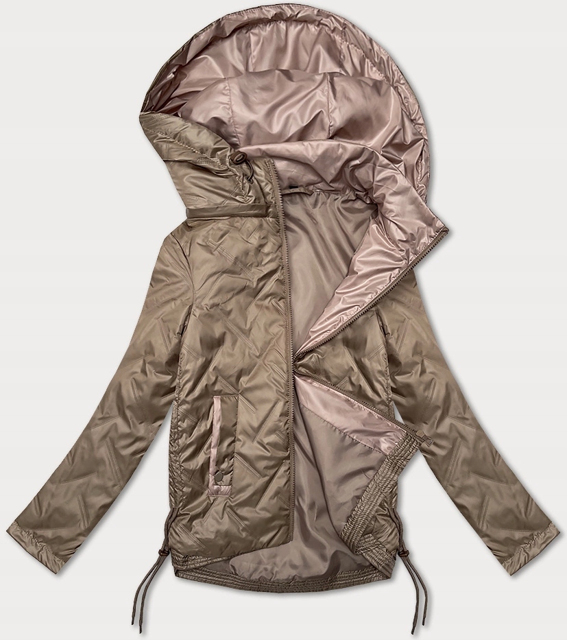 Tenká Bunda Kapuce B8360 Tmavě Béžová XXL (44)