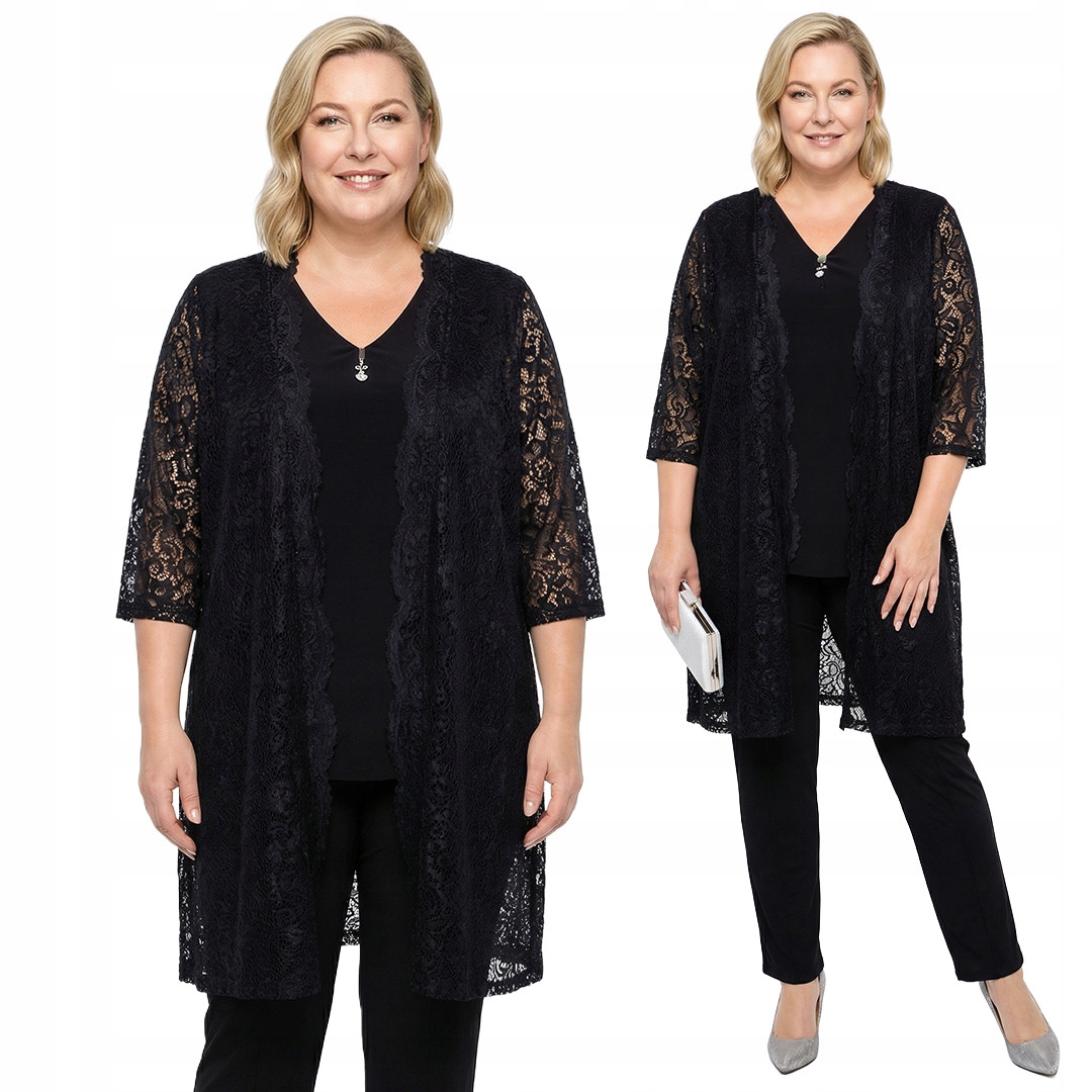Černý komplet s krajkovým přehozem plus size velikost 60/62