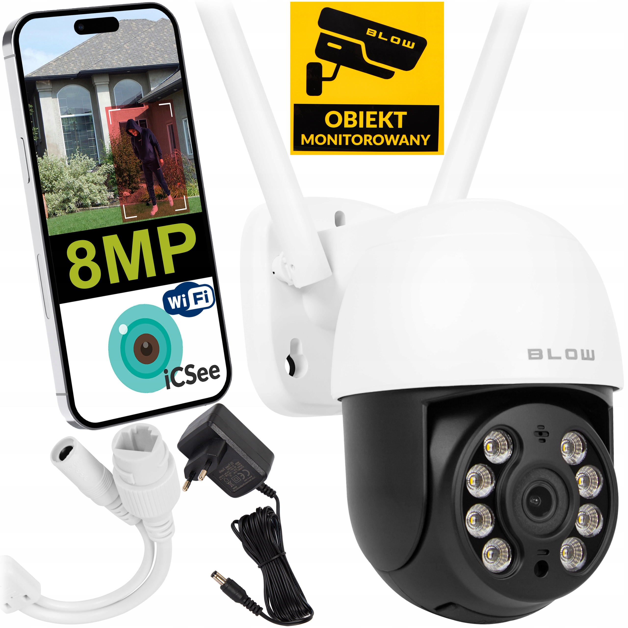 KAMERA 8MPx WIFI IP OBROTOWA ICSEE SMART HD ZEWNĘTRZNA PTZ ZOOM DETEKCJA