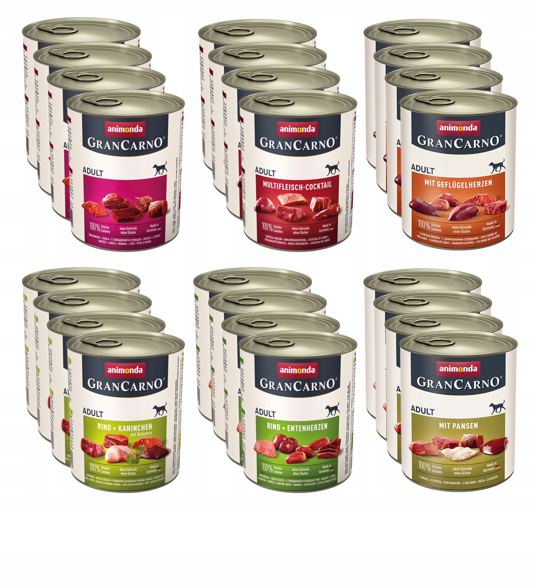 Levně Mokré krmivo pro psy Animonda GranCarno Adult MIX příchutí 24x800g