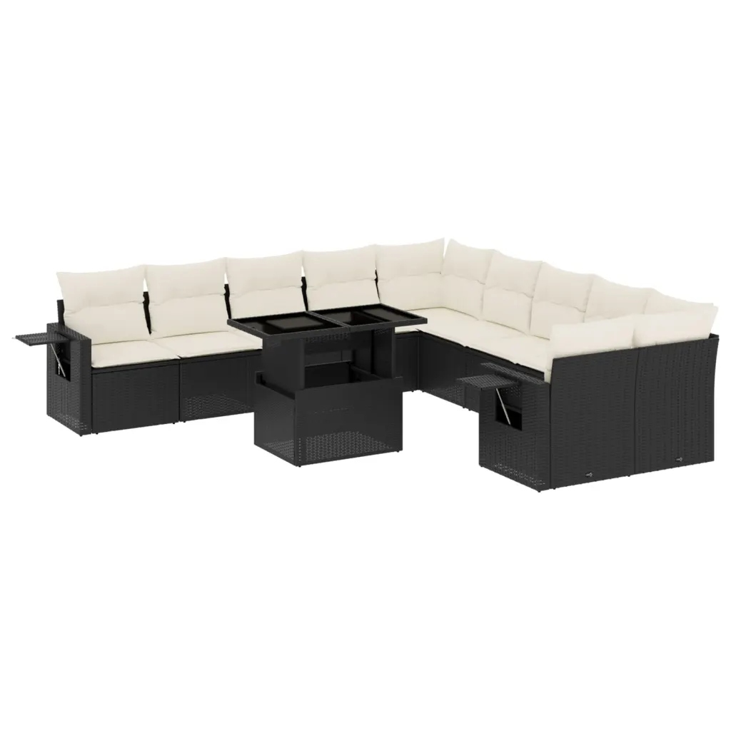 Set zahradního nábytku technorattan vidaXL černý 11 el.