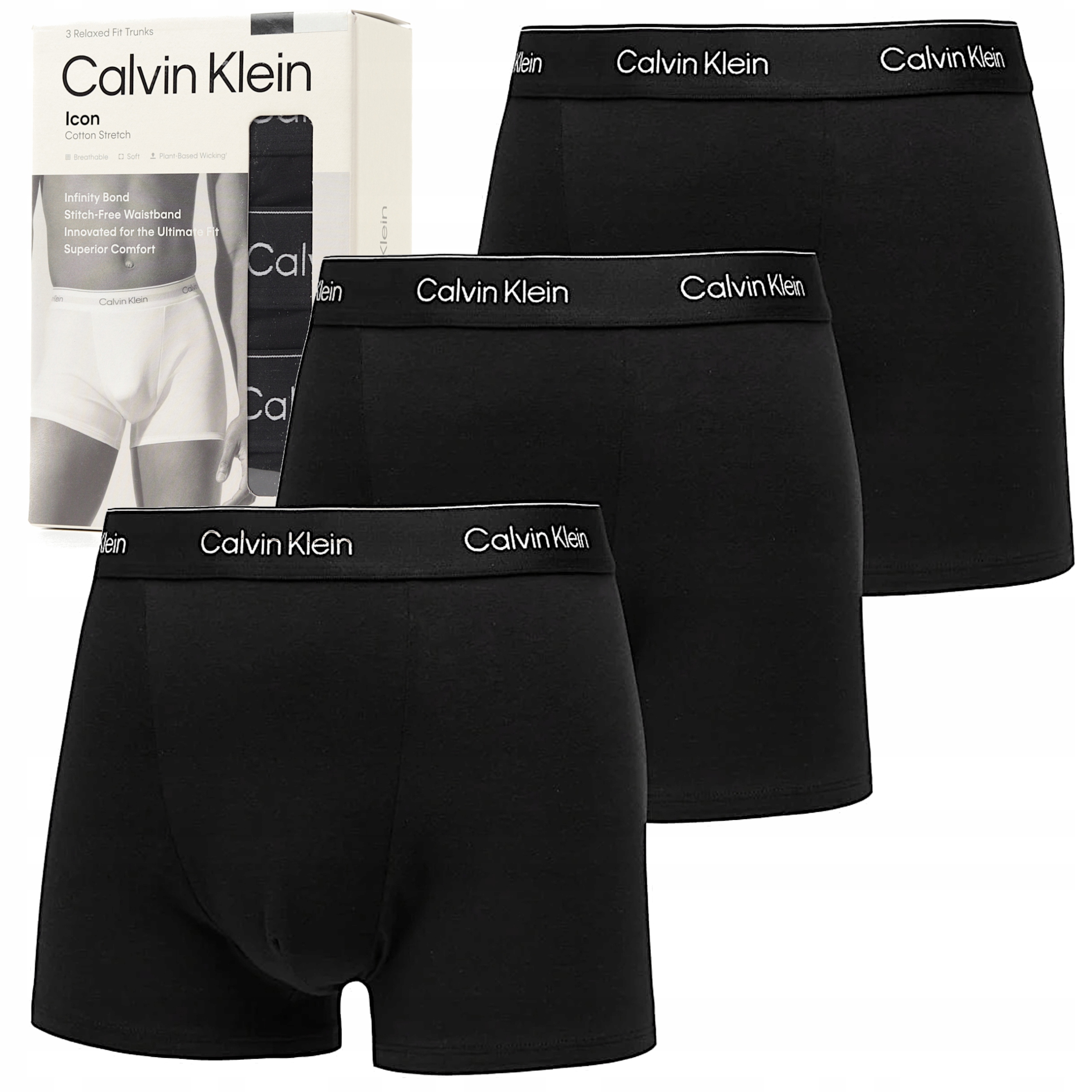 Slipy Calvin Klein Pánské boxerky Fit Trunk 3-balení Bavlna Černé Logo S