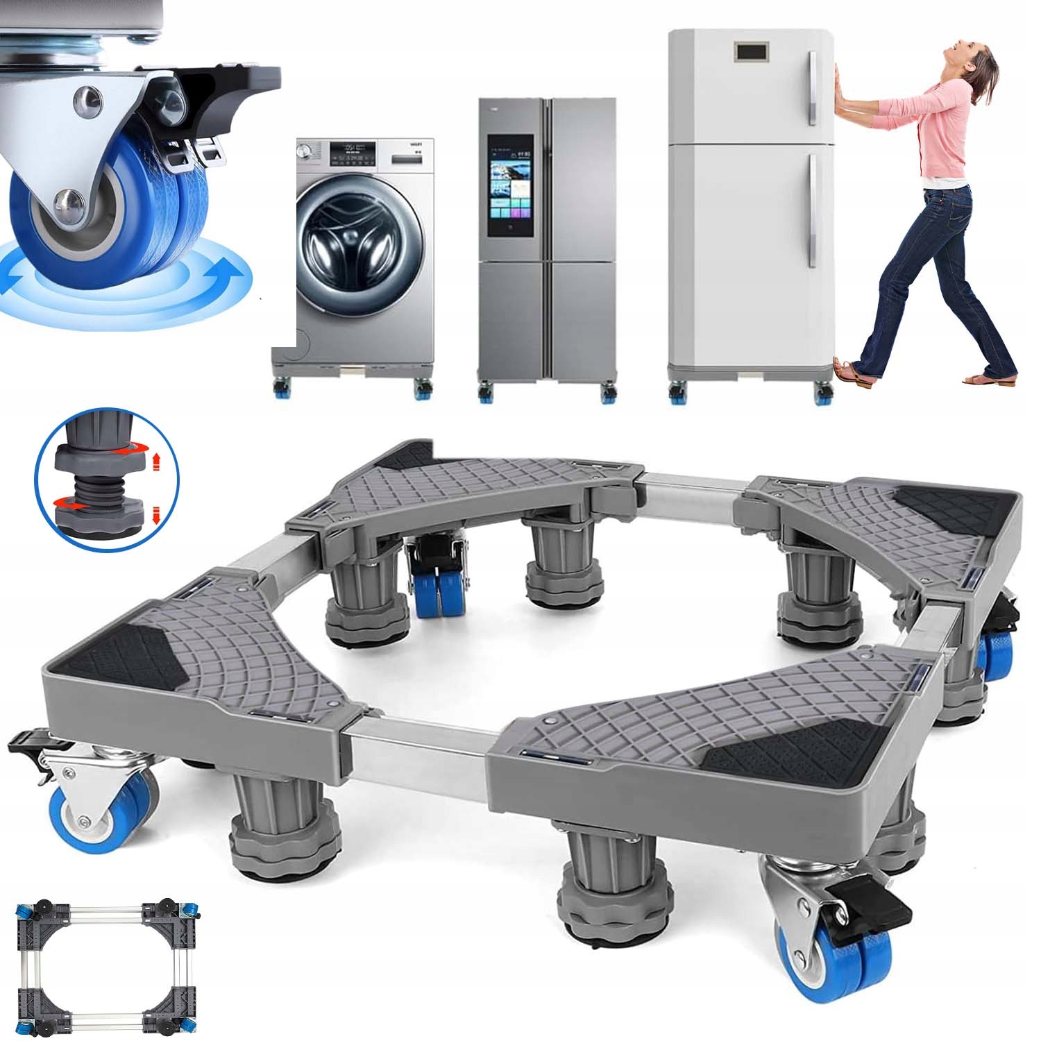 Mobilna Podstawa Pod Pralkę Lodówkę Ruchoma Na Kółkach Regulowana 250 Kg