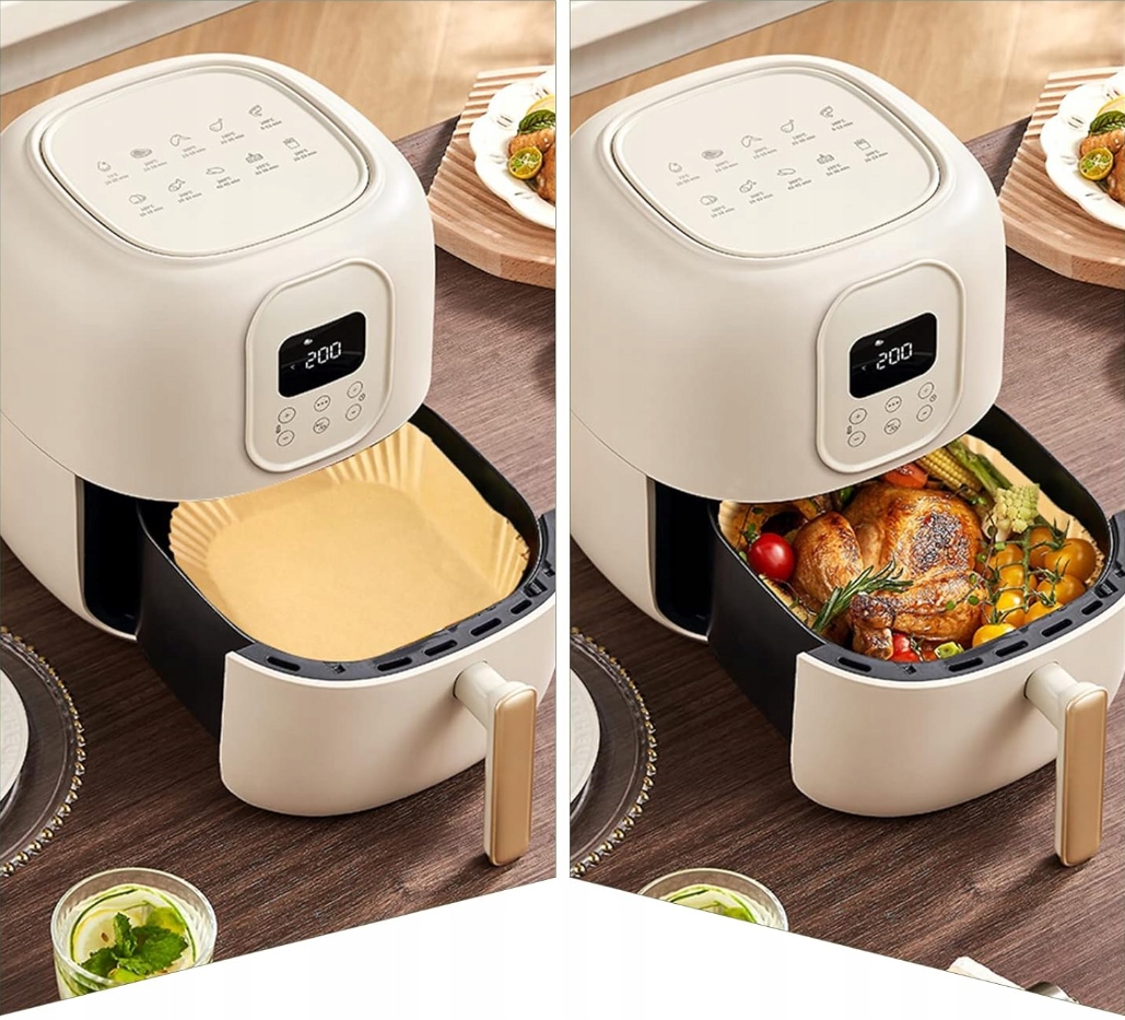 PAPIER DO PIECZENIA W FRYTKOWNICY POWIETRZNEJ WKŁADKI ZESTAW 100 SZTUK Materiał papier