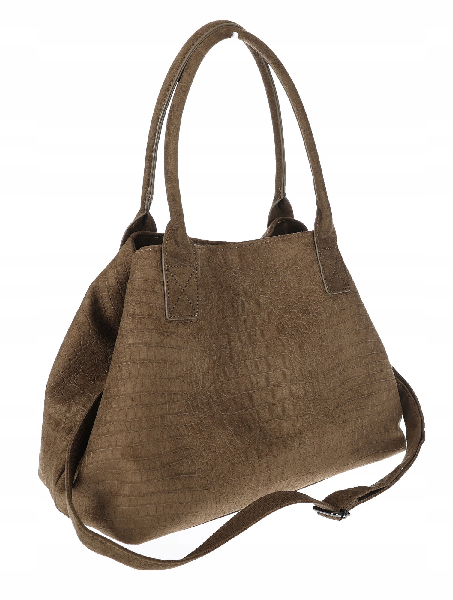 Dámská shopper kabelka semišová módní lehká taška pásek L540 Zelená