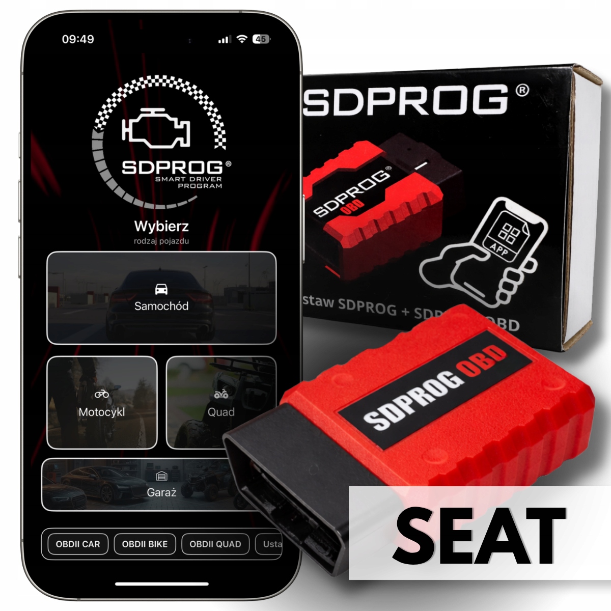 Diagnostický Nástroj Seat OBD2 rozhranie Sdprog Dpf program pre Android a iOS