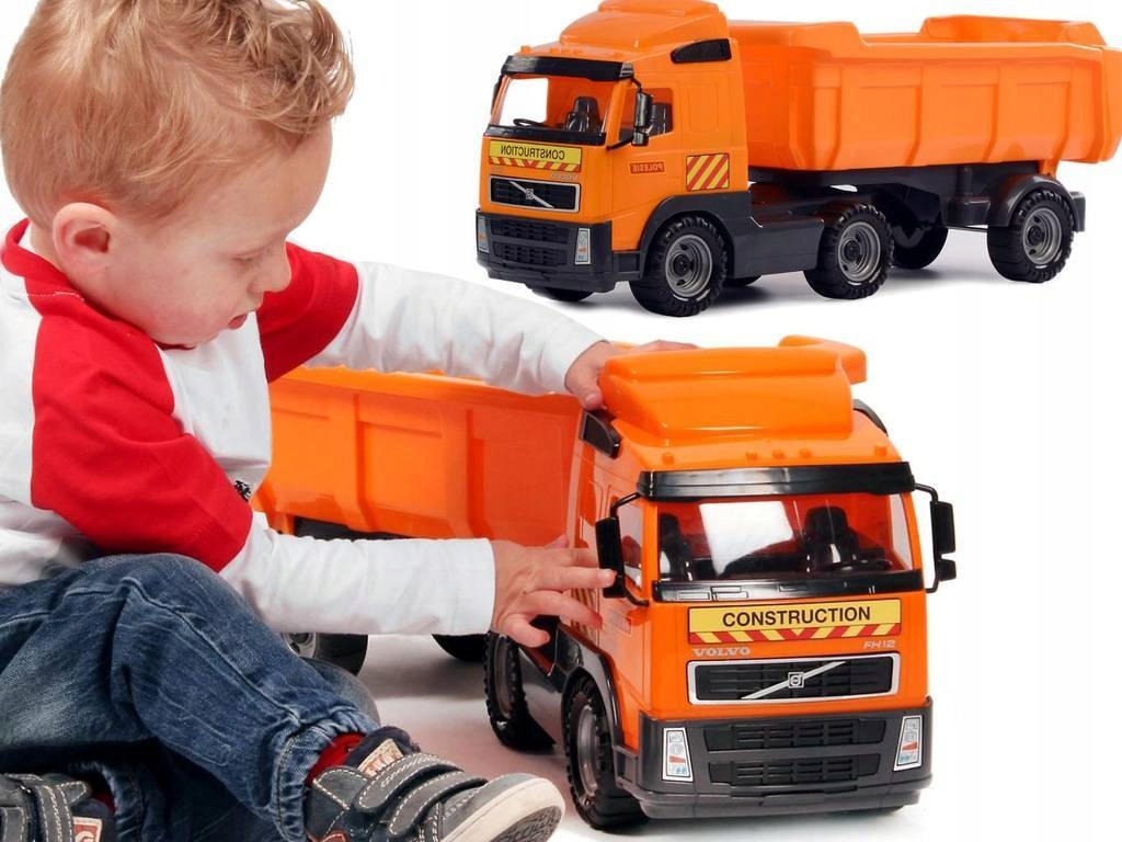 CIĘŻARÓWKA VOLVO DUŻA WYWROTKA Z PRZYCZEPĄ SAMOCHÓD 51cm do piasku