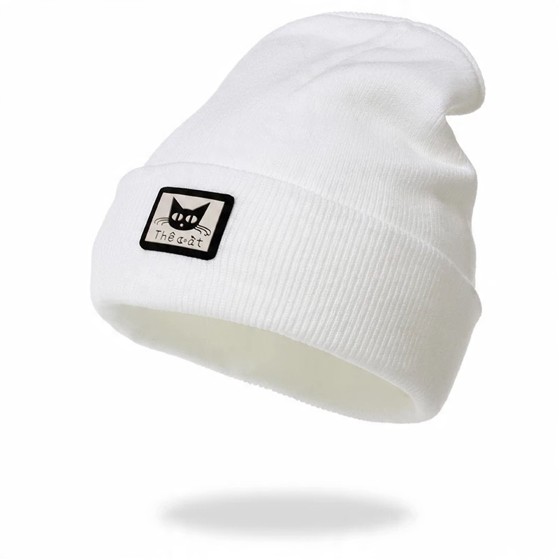 

Czapka damska biała beanie z napisem kot kotek
