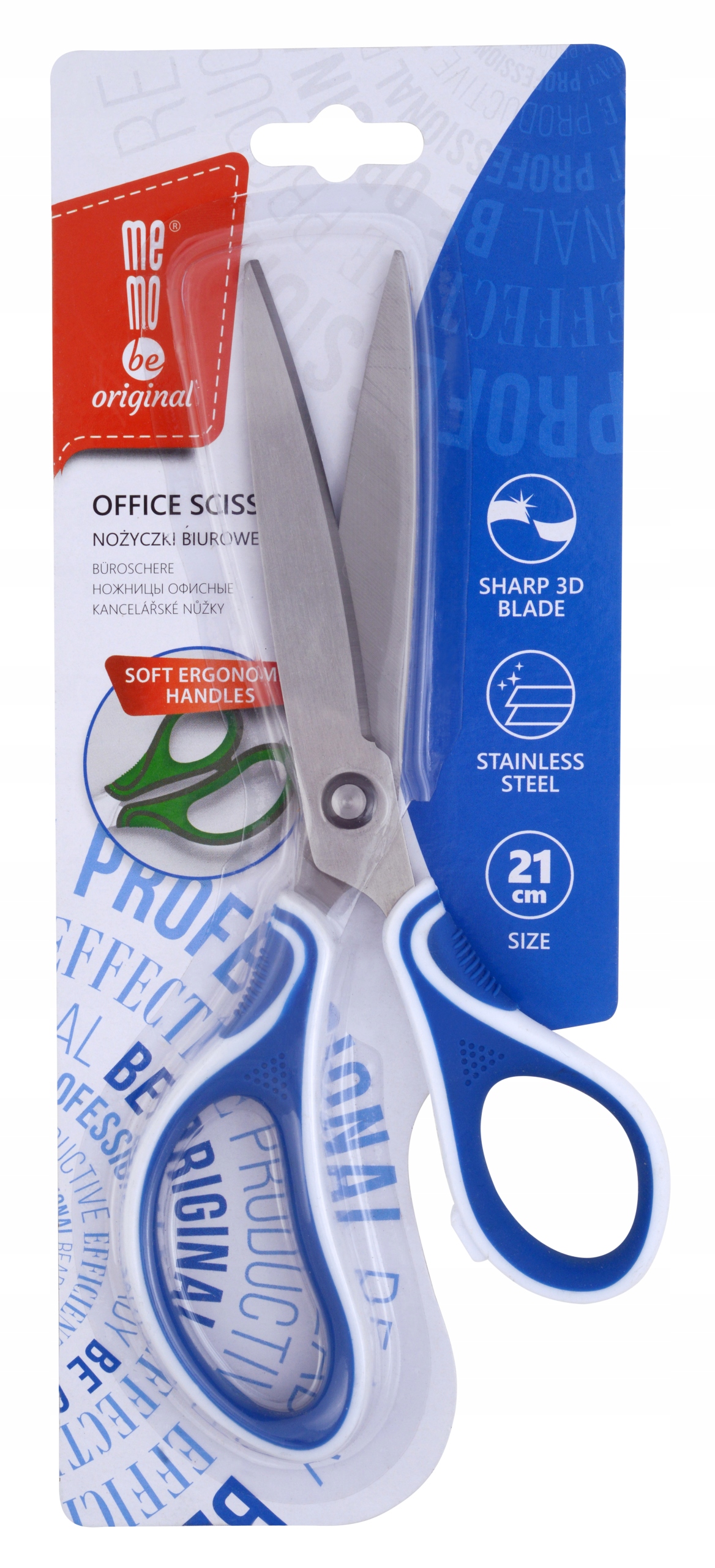 

MemoBe Nożyczki 3D profilowane miękki uchwyt 21 cm