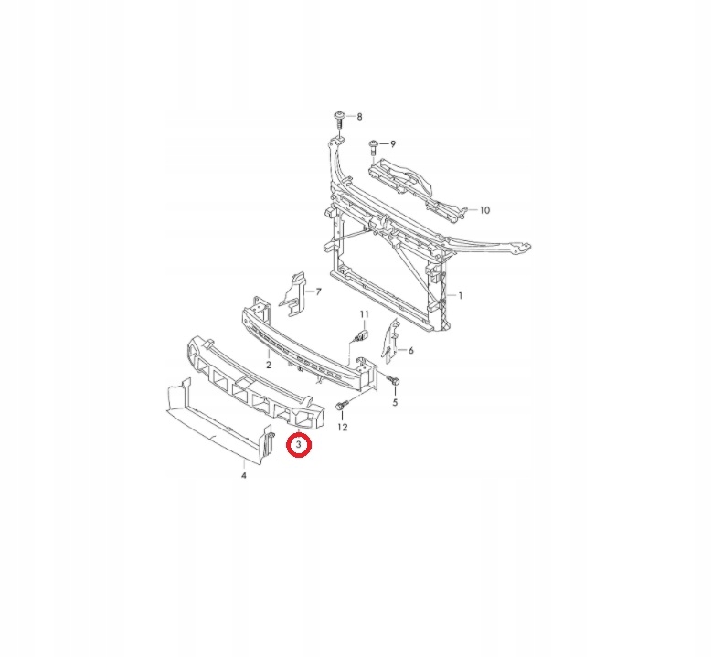 Pianka styropian zderzaka przedni OCTAVIA III 3 Strona zabudowy przód