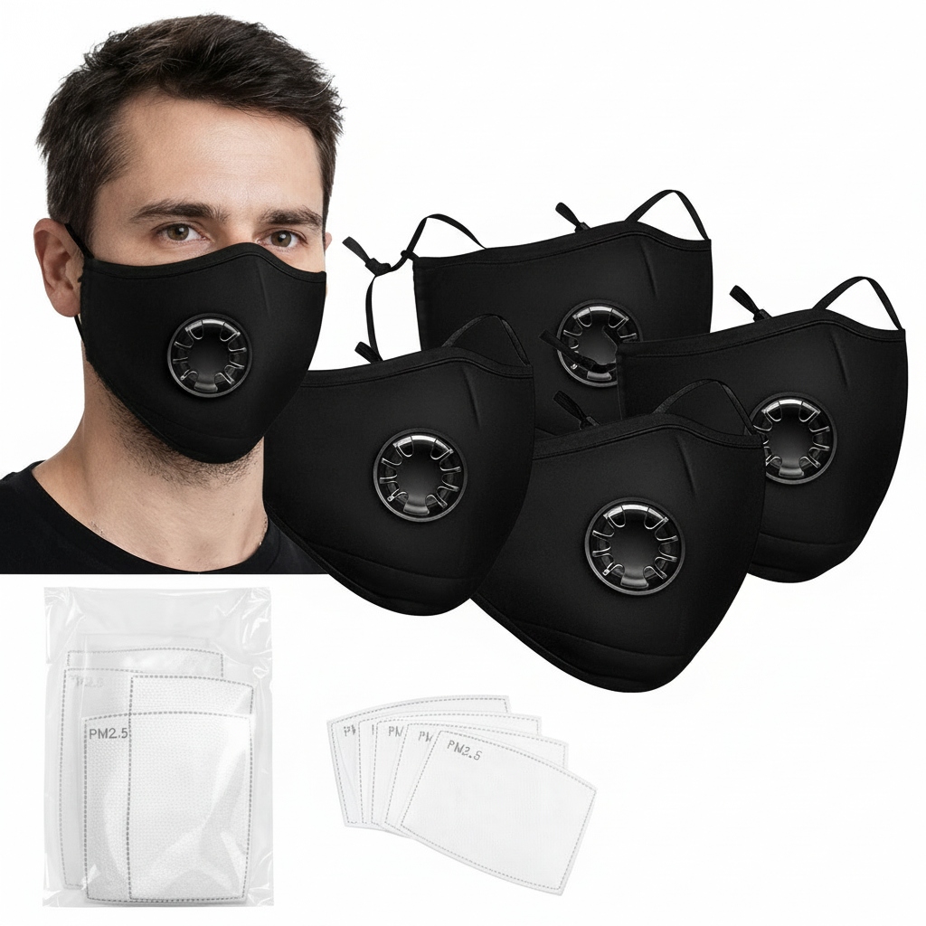 Maseczki do twarzy Ochronne Hepa PM2.5 zestaw 5 maseczek 10 filtrów