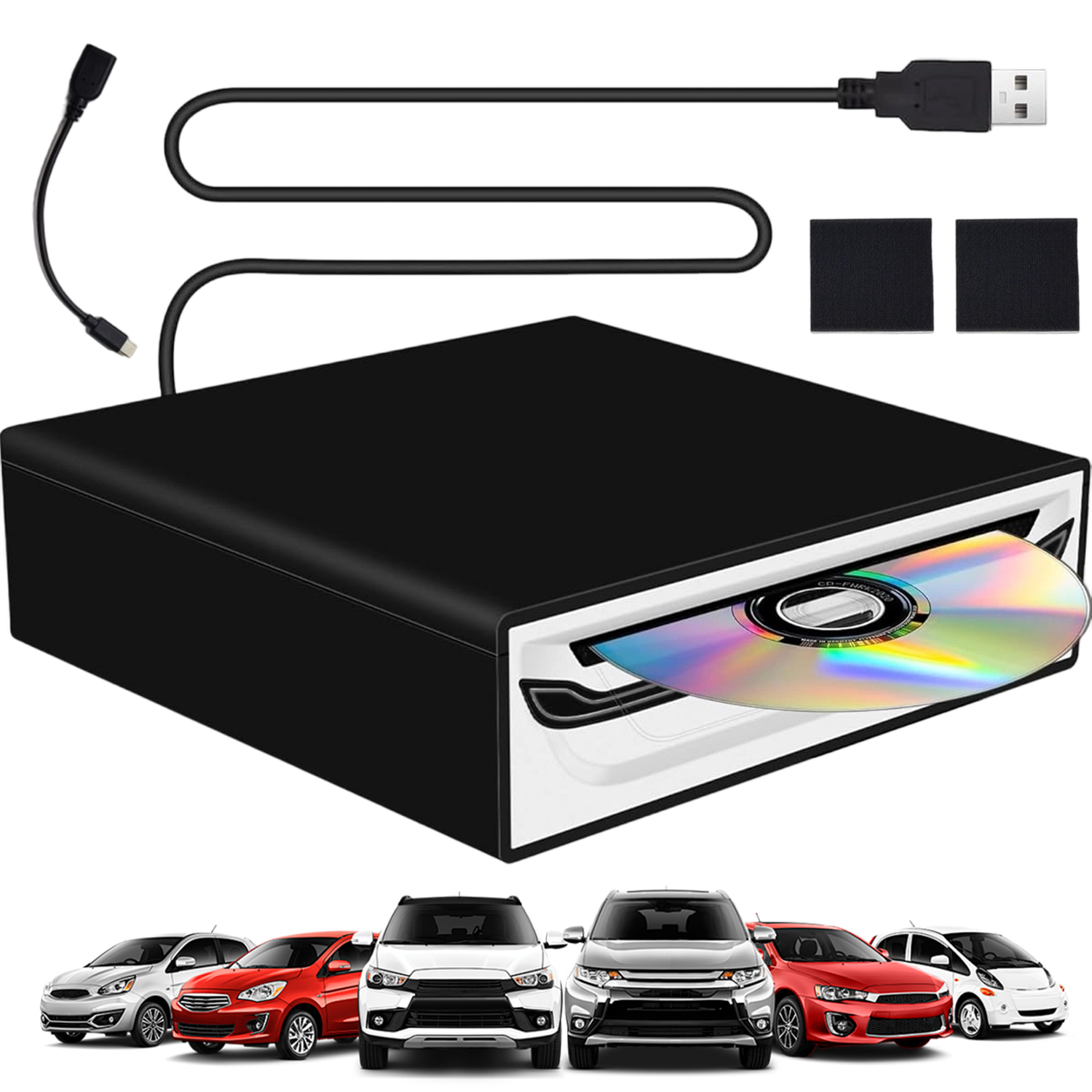 Prenosný CD DVD Prehrávač Do Auta Usb 2.0 Protišokový Plug Play
