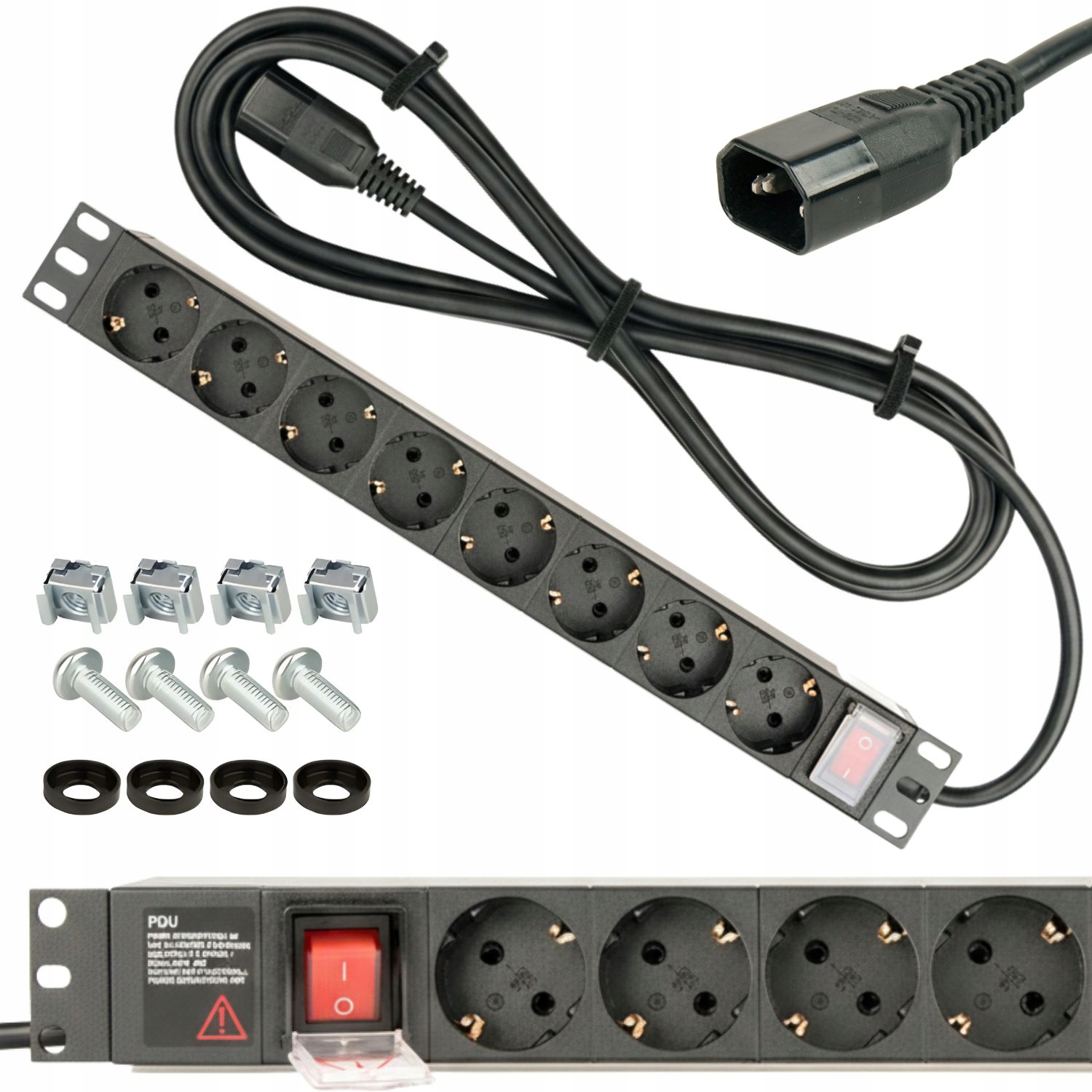 Gembird listwa zasilająca rack 8x Schuko z wtykiem C14 3m (EG-PDU-014-C14)