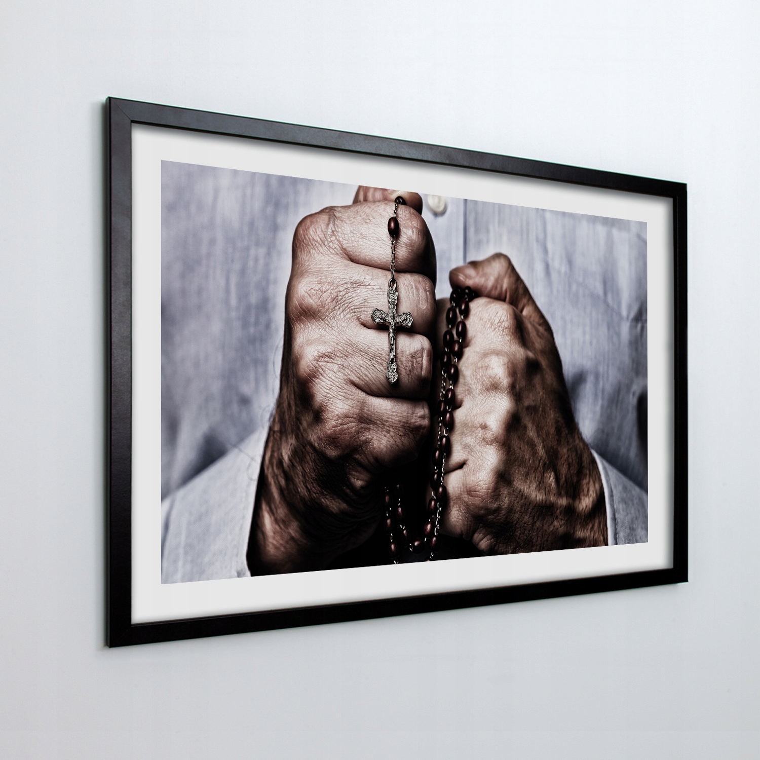 Nástěnný obraz s mdf rámečkem růženec ruce 30x20