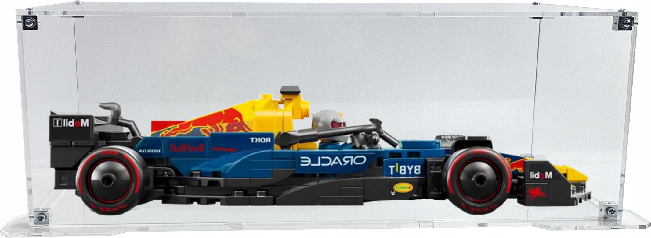 Vitrína s podstavcem Drewlandia pro stavebnici Lego 77243 Formule F1 Red Bull