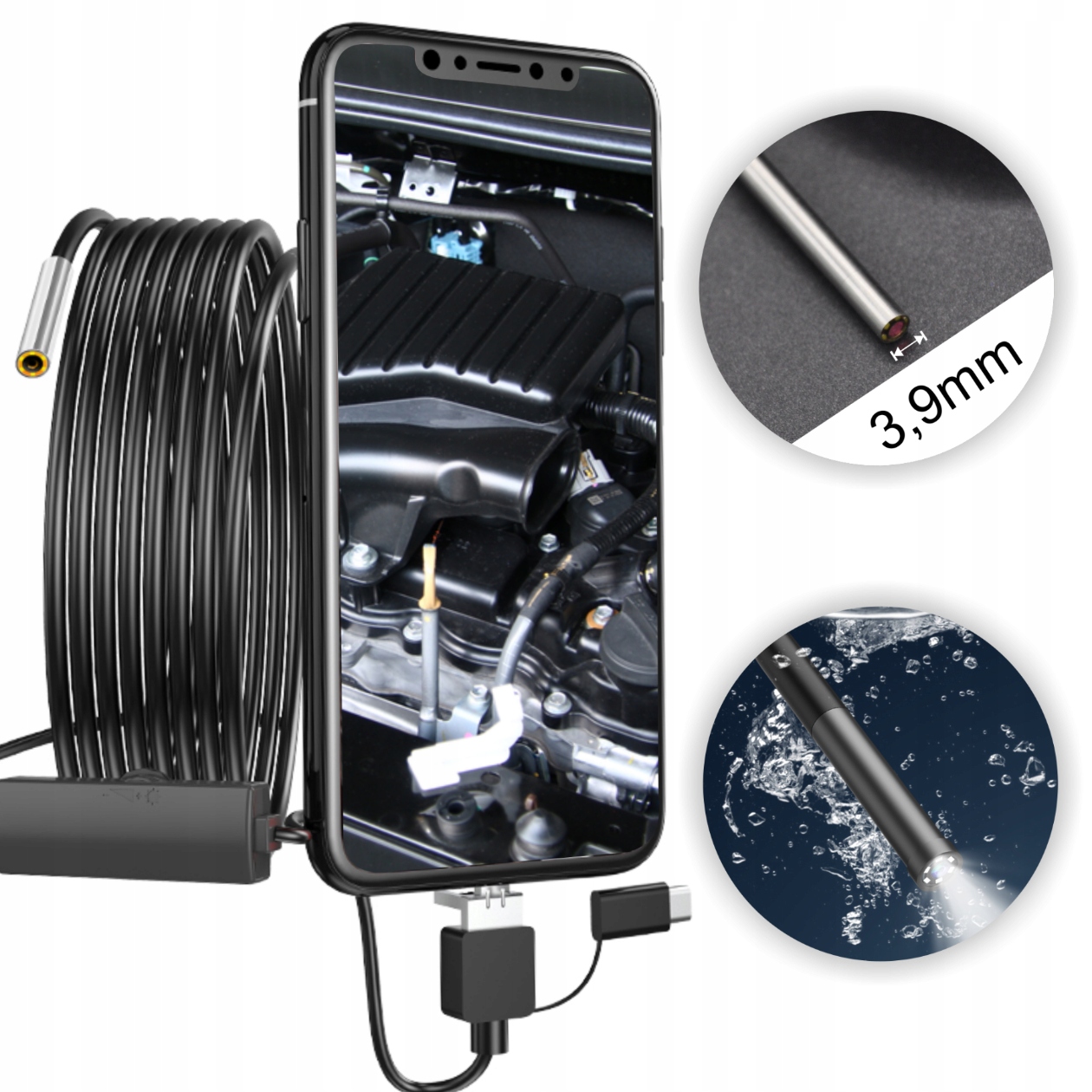 Inspekční Kamera Automobilová 3,8 mm Dílenský Endoskop Android Windows