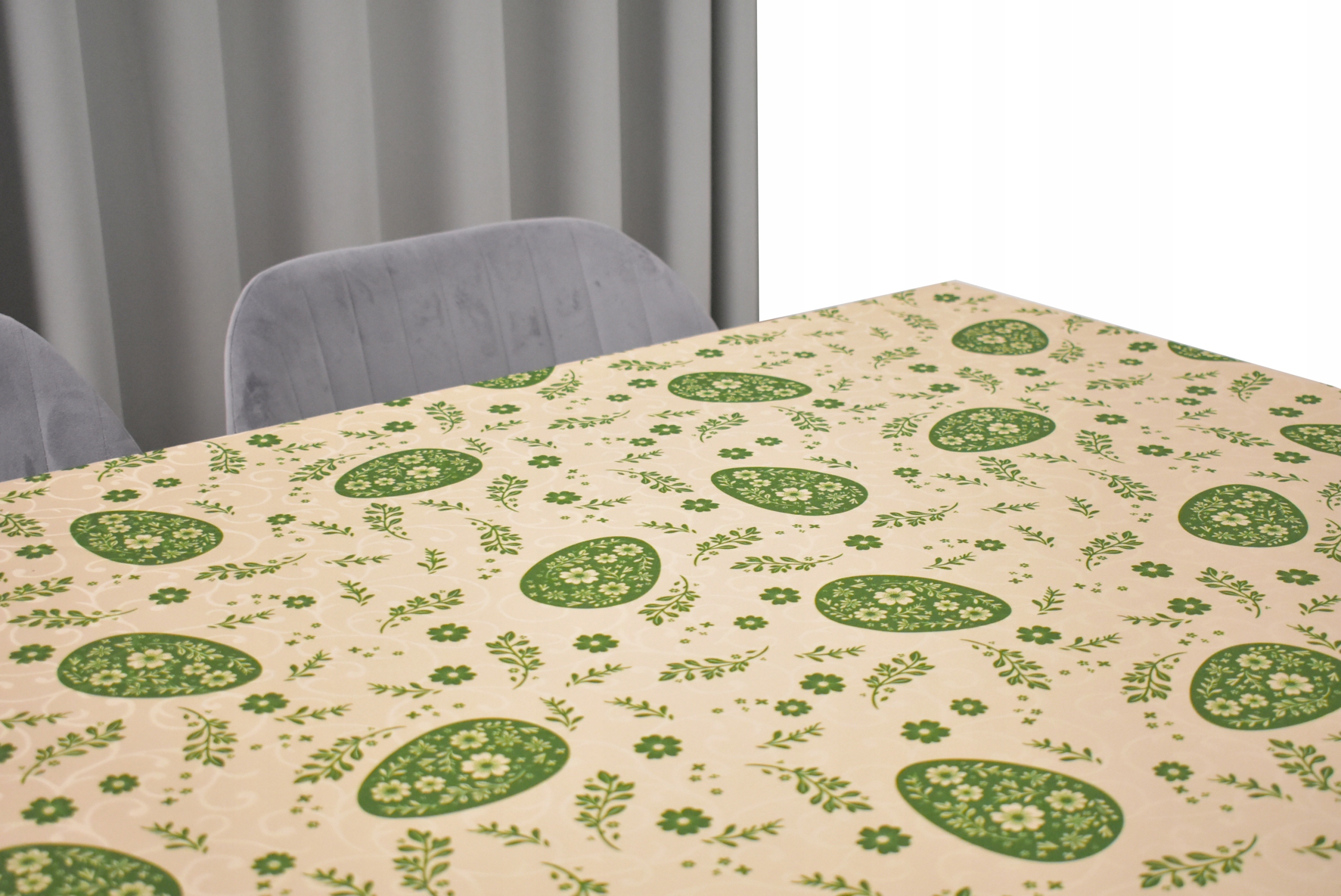 Obrus Odolný Voči Škvrnám 160X330 CM Béžová Kraslica Zelená Veľká noc Vianoce