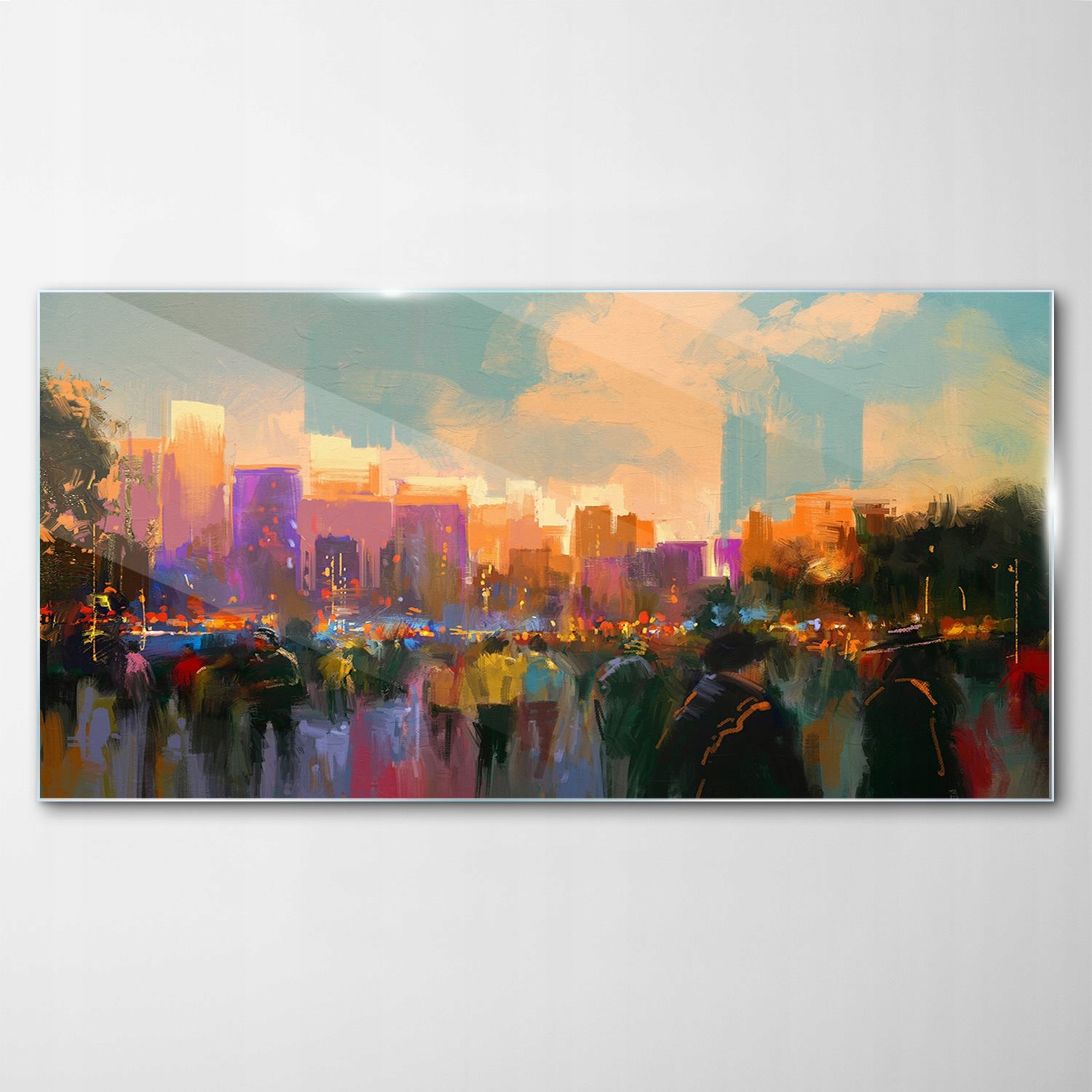 Tvrdený sklenený obraz Ľudia Mesto Park 100x50