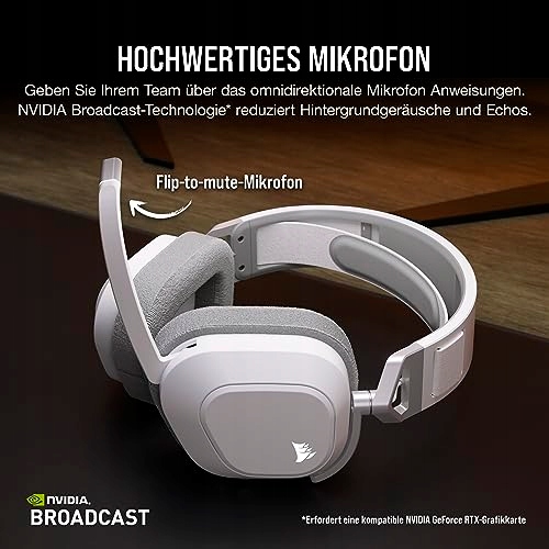 CORSAIR HS80 MAX BEZPRZEWODOWE SŁUCHAWKI GAMINGOWE BIAŁE — miniatura 6