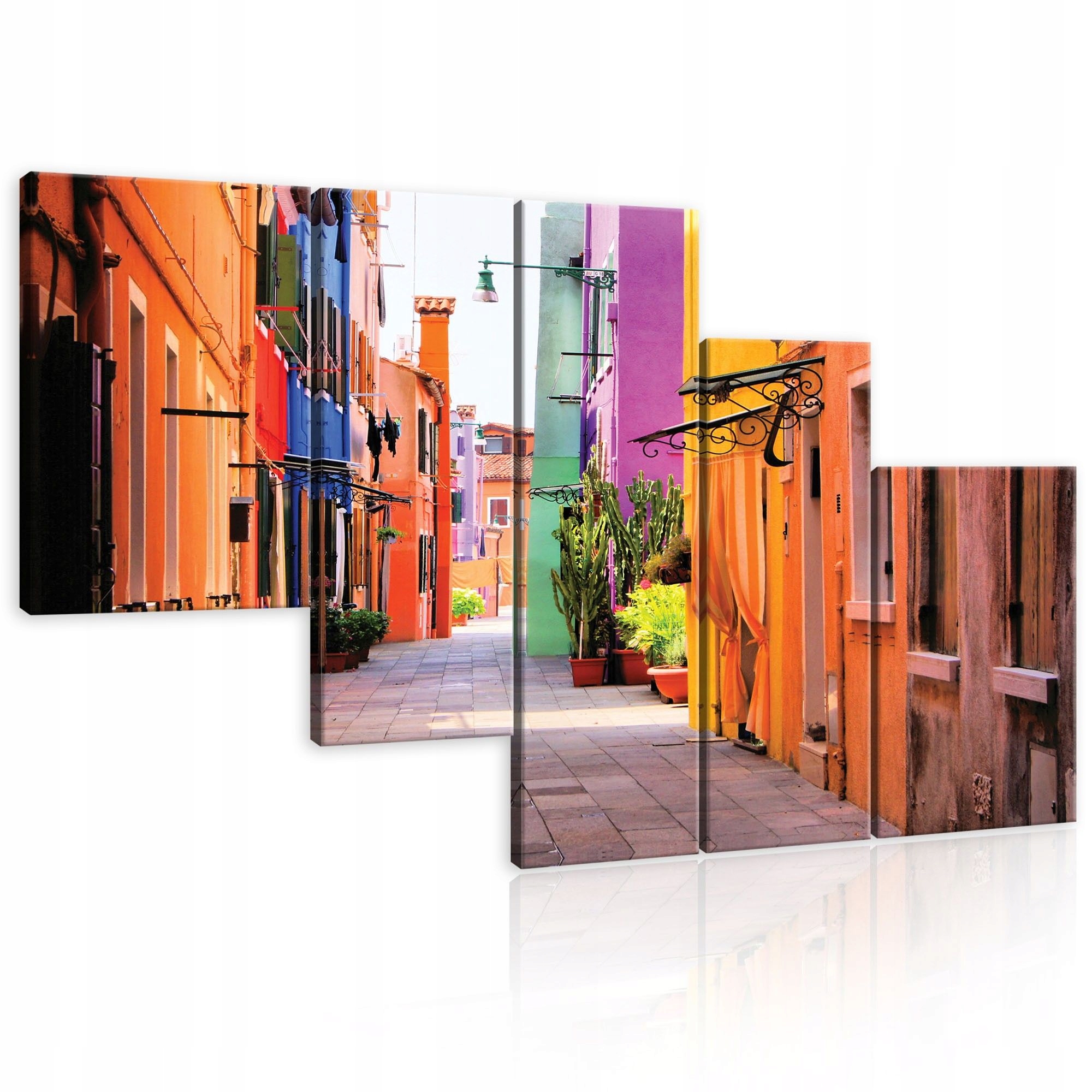 Obraz 170x100 Jasná ulica farebné domy Burano slnko leto cestovanie