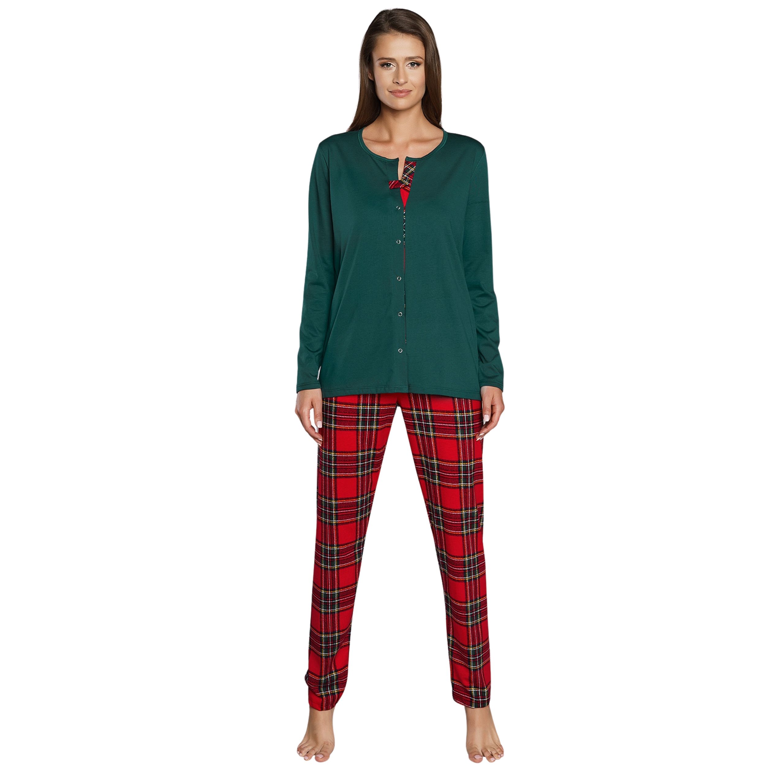 Dámské pyžamo Zorza rozepínací vánoční komplet dlouhé S Italian Fashio