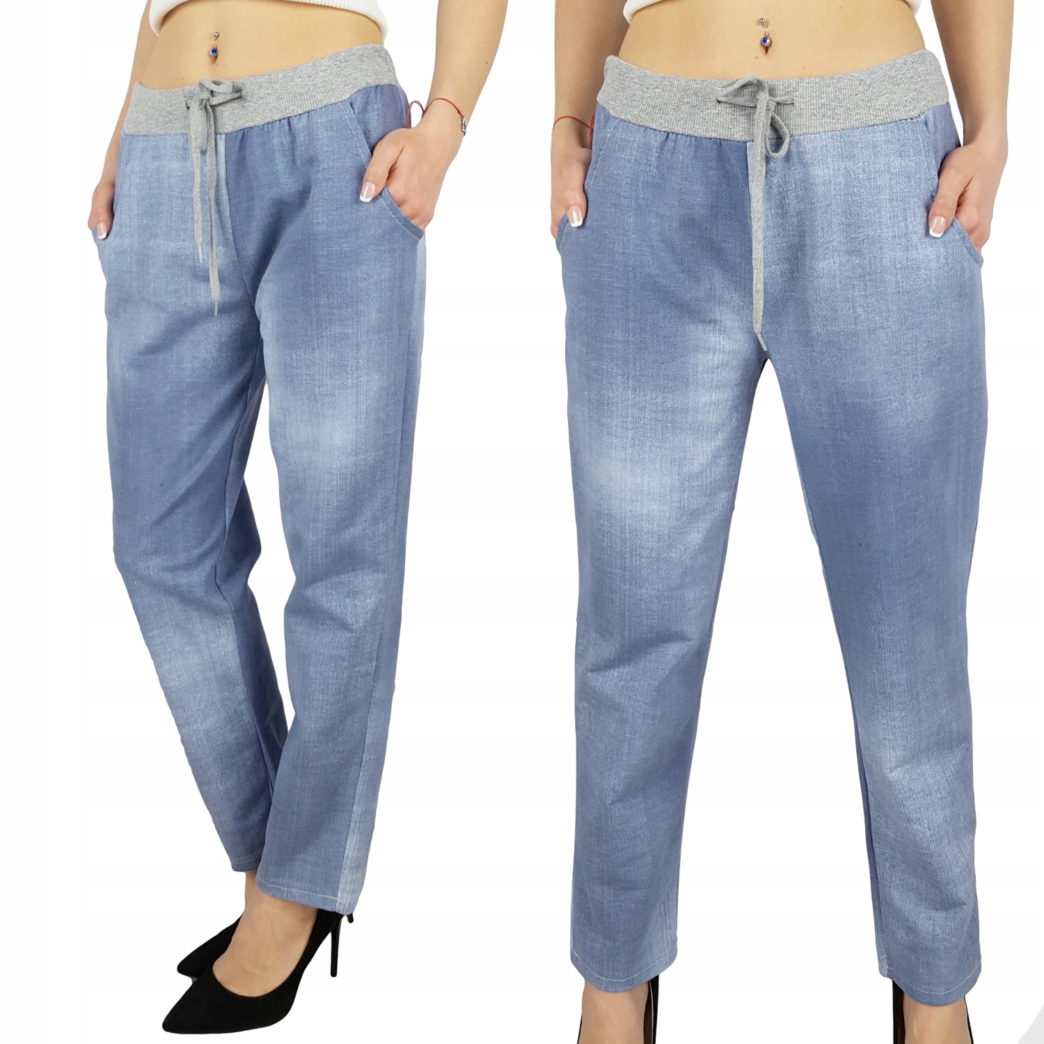 

#wygodne - Spodnie - Dresowe - Kwiaty - Plus Size