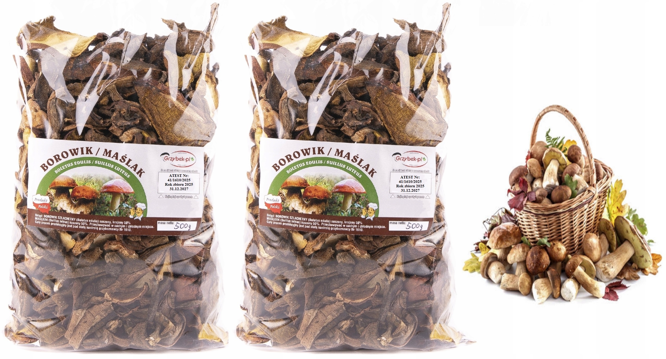 Borowik+maślak Krájený 1kg Nová Sbírka 2025 Polský Atest sušené houby