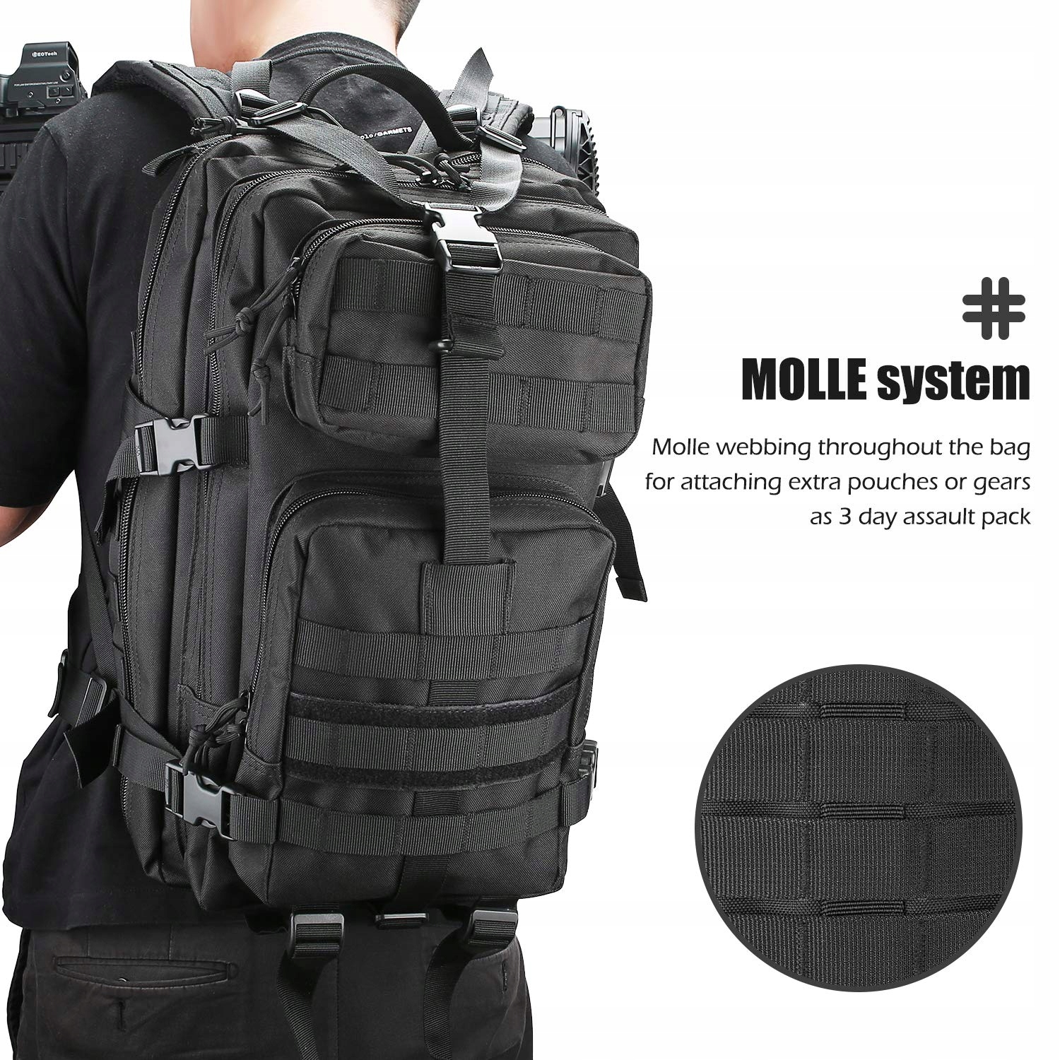 PROCASE Plecak Taktyczny 35L Molle Wojskowy Na Wędrówki i Camping — miniatura 2