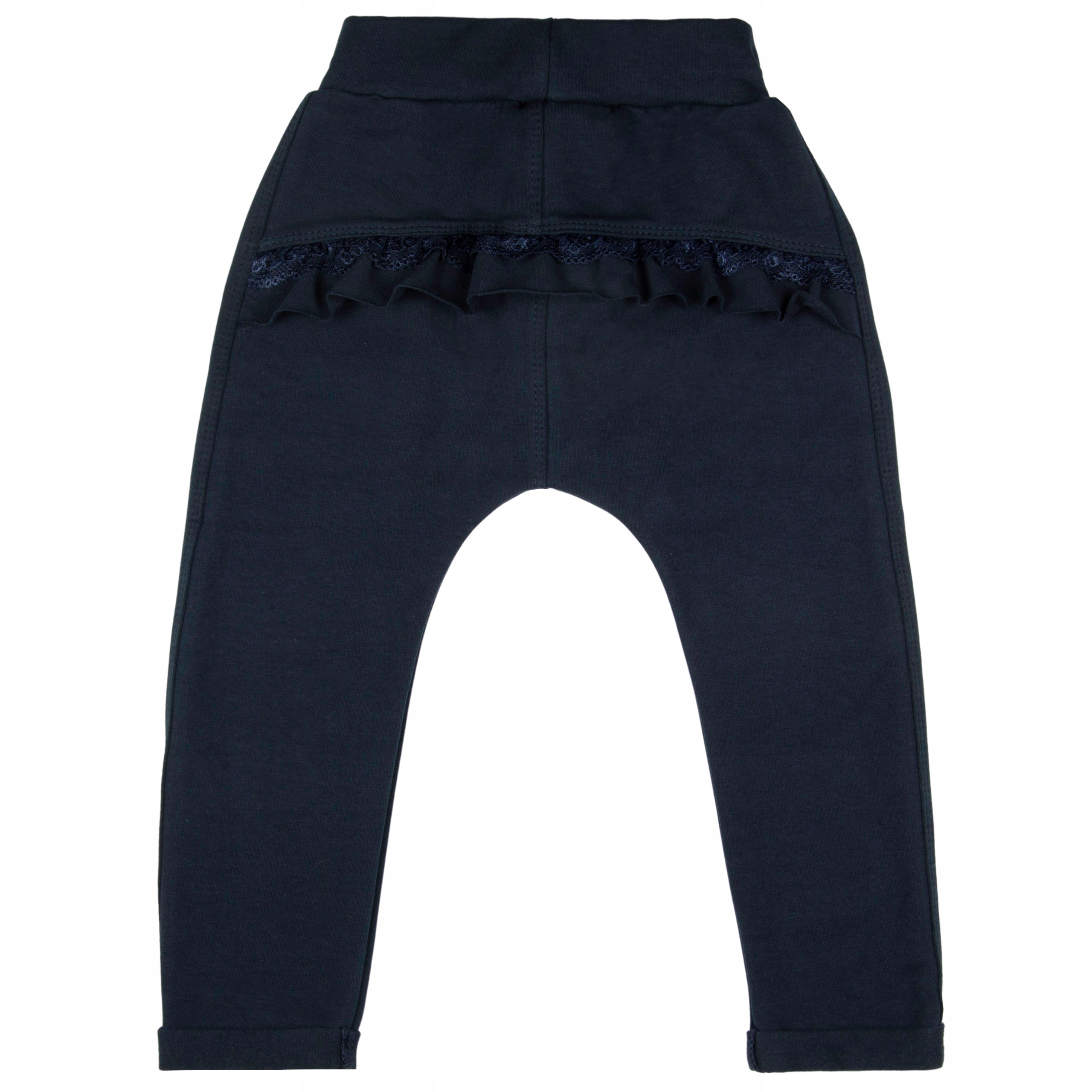 SPODNIE BAGGY Z FALBANKĄ granatowe 92 dresowe Płeć dziewczynki