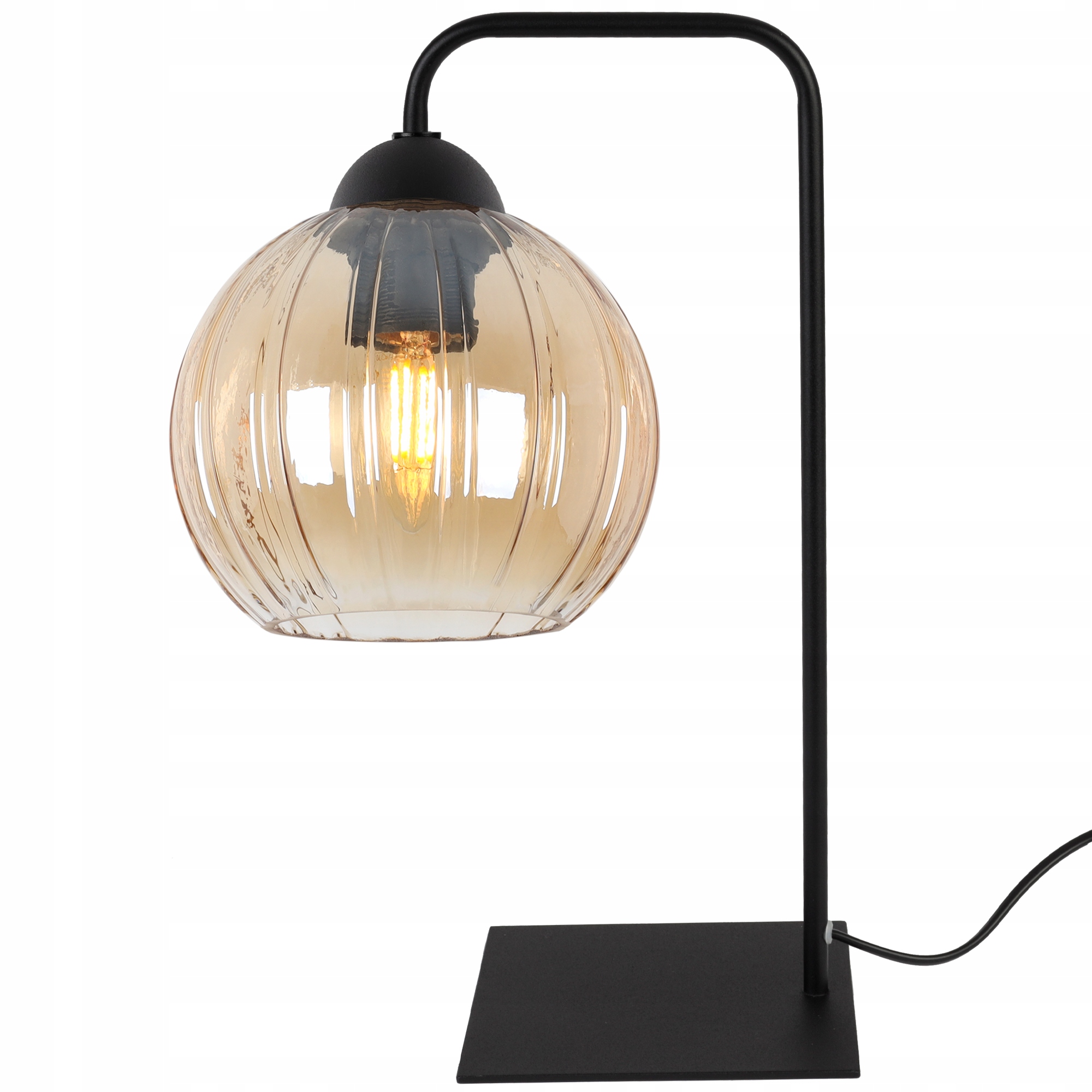 Noční Lampa Stolní Lampa Černá Medová Skleněná Koule E27 Do Ložnice Loft
