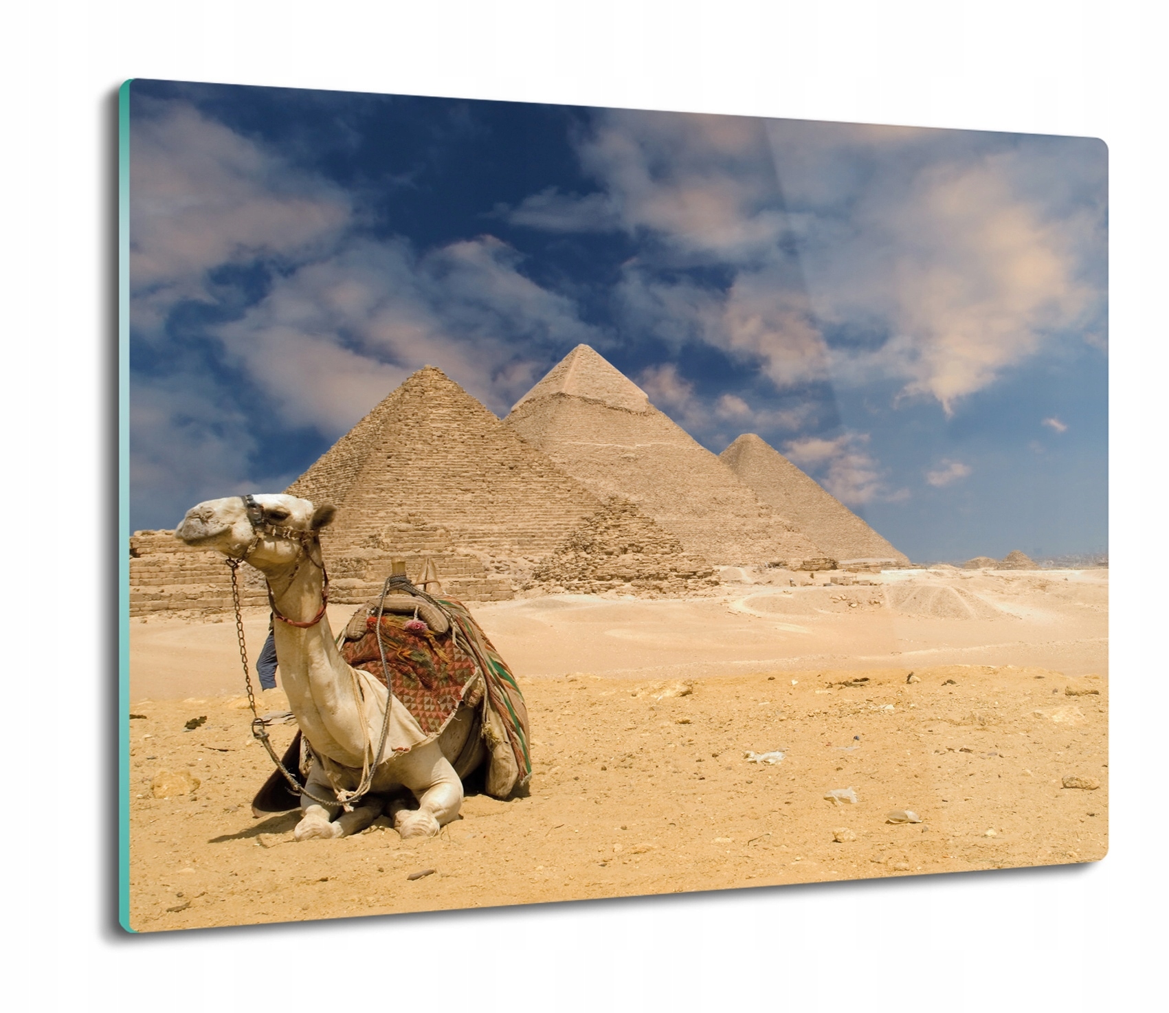 Kuchyňská skleněná deska na krájení Protiskluzová 60x52 Velbloud pyramida